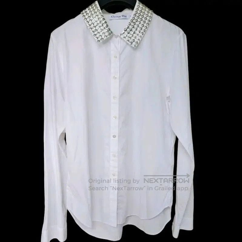 Dior Dior Long Sleeve White Cotton Blouse . Size L / US 10 / IT 46 - 2 Thumbnail