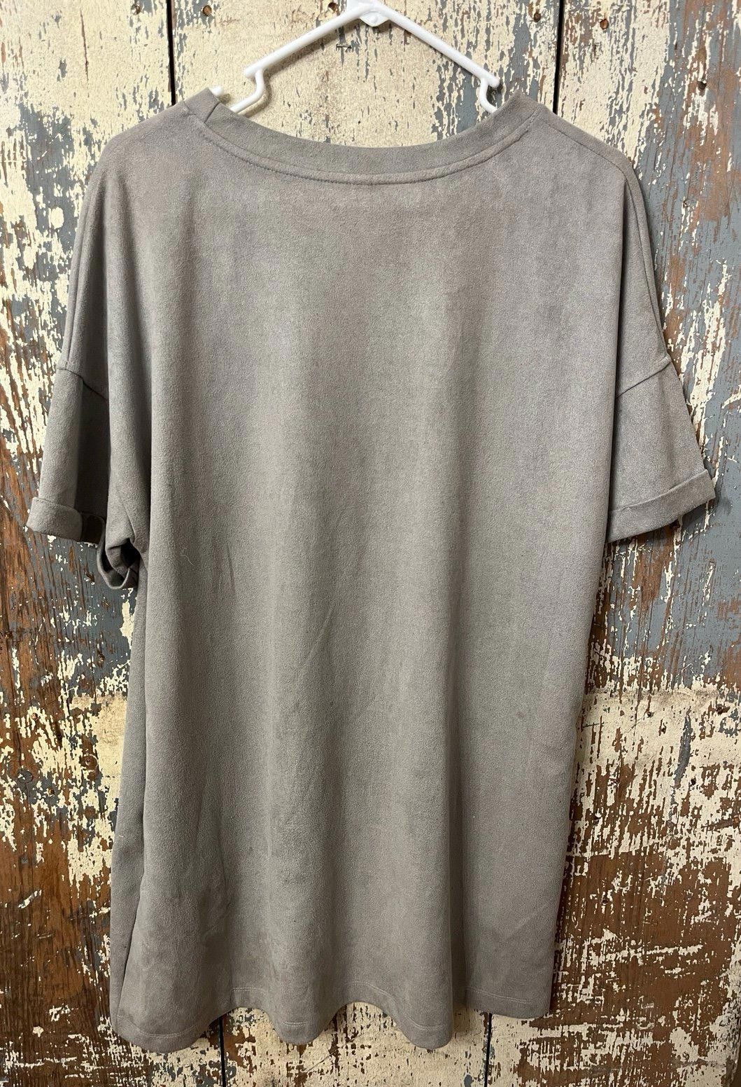 Designer Wishlist suede dress, short sleeves, size large, gray Size L / US 10 / IT 46 - 5 Thumbnail