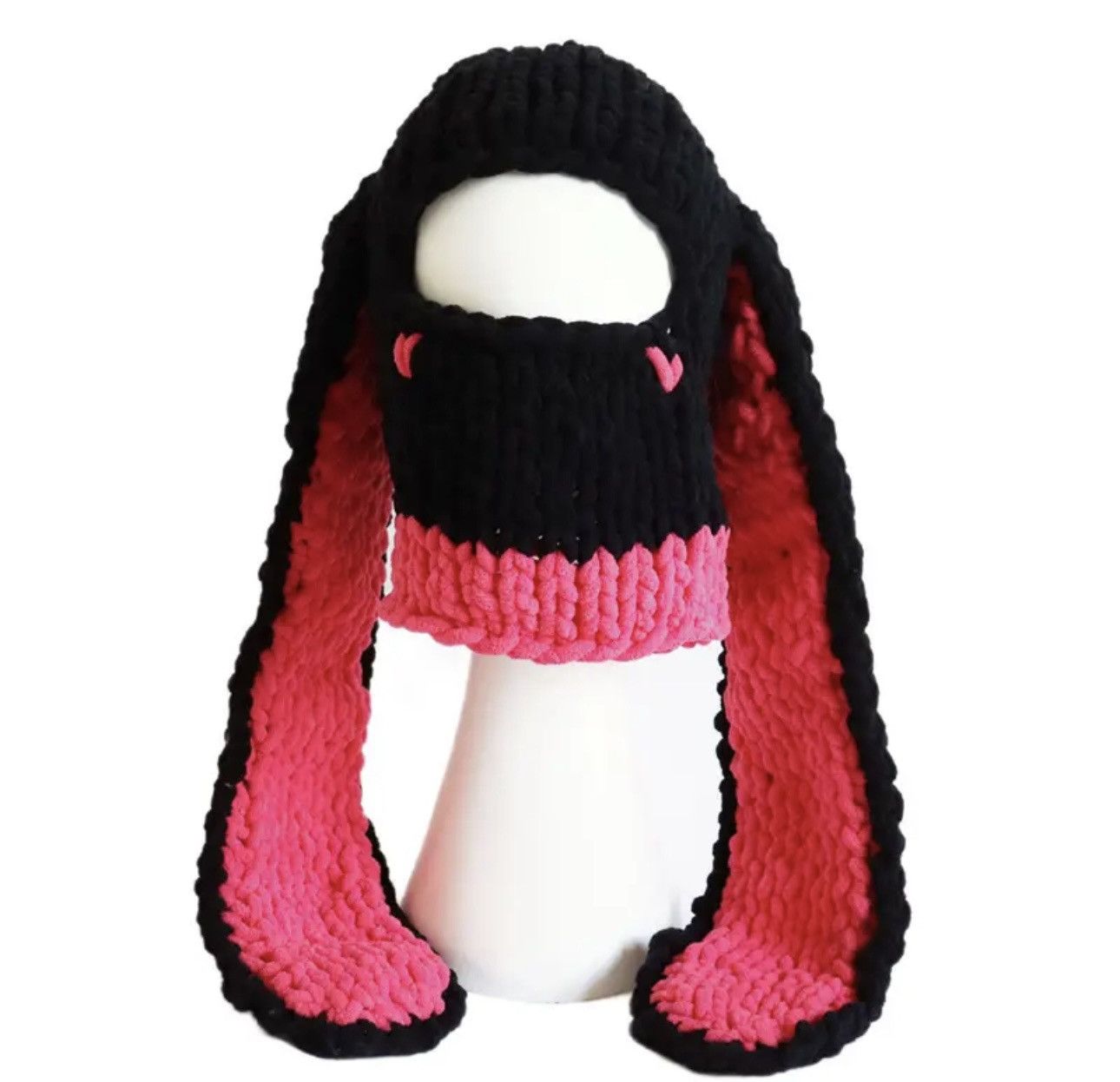 Handmade × Japanese Brand Handmade Knitted Balaclava Ski Mask Hat Rabbits Style Size ONE SIZE - 1 Preview