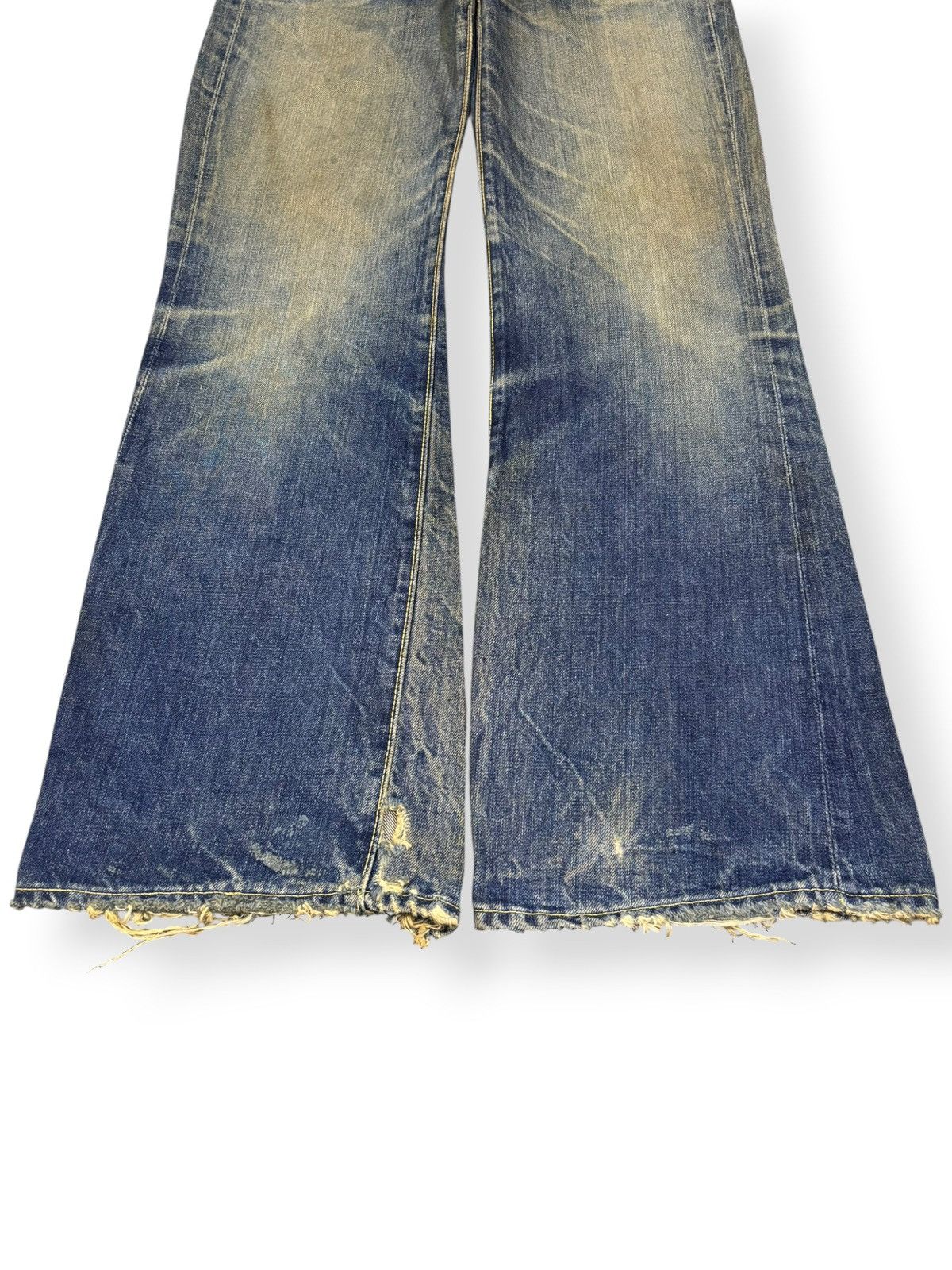 Sugar Cane Vintage 70s Big Stone Mud Wash Thrashed Distress Flare Jeans Size US 29 - 6 Thumbnail