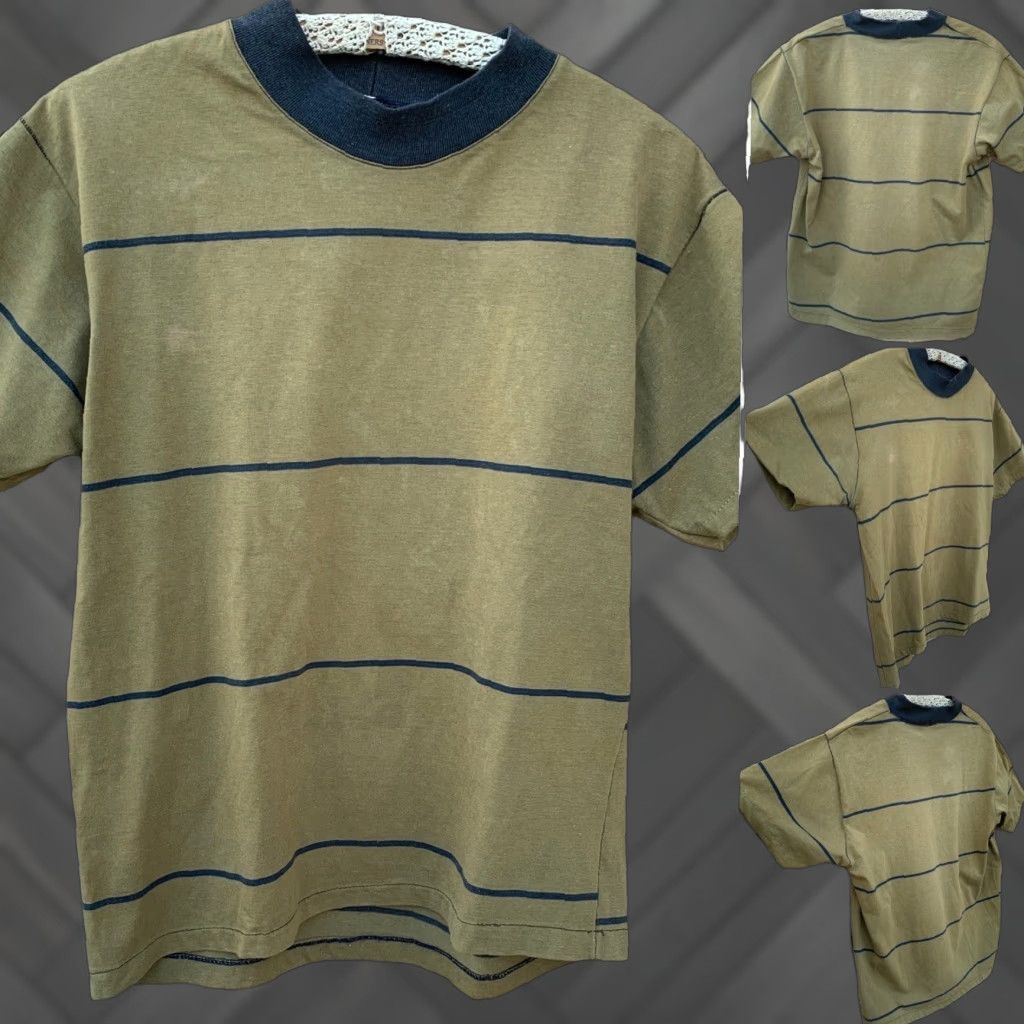 Vintage VINTAGE Striped Tee T Shirt Stripes Fade Single Stitch Size M Green Men T-Shirt Short Sleeve Vintage Yes Mens Size US M / EU 48-50 / 2 - 1 Thumbnail