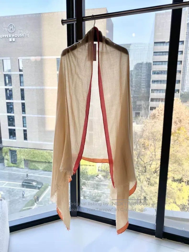 Hermes Hermes size M Cashmere Brown Shawl Size ONE SIZE - 1 Thumbnail