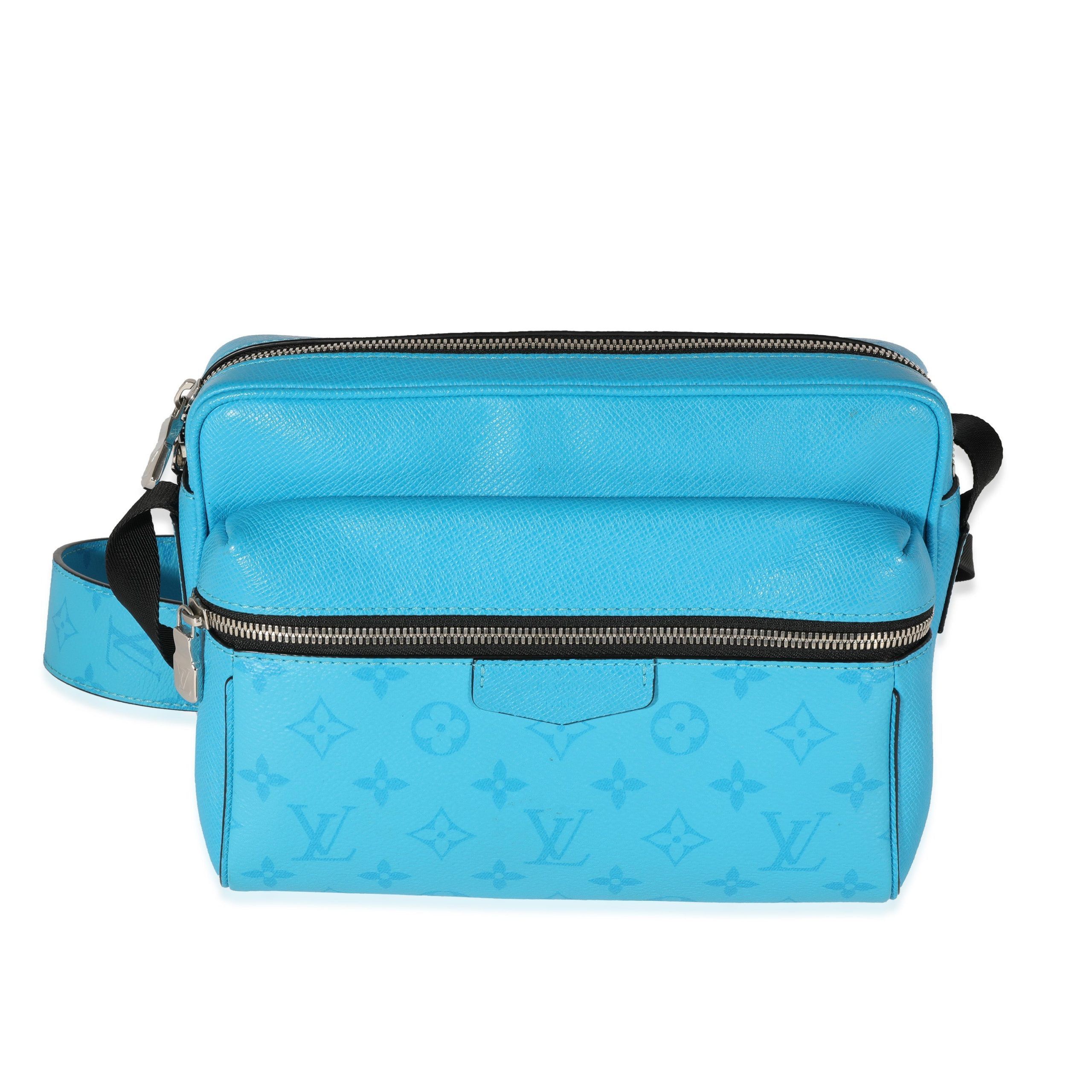 image of Louis Vuitton Light Blue Taiga & Monogram Canvas Outdoor Messenger, Women's