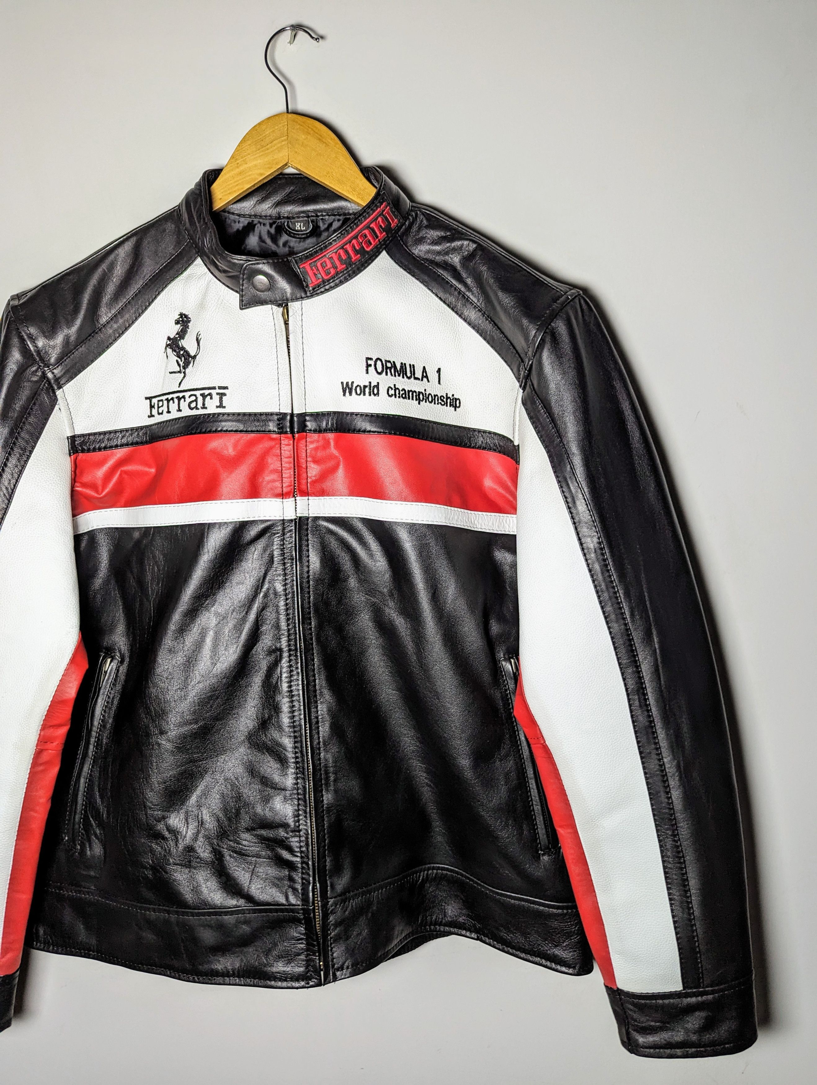 Ferrari 🔥VINTAGE FERRARI LEATHER JACKET Formula 1 STREETWEAR Racing Size US L / EU 52-54 / 3 - 3 Thumbnail