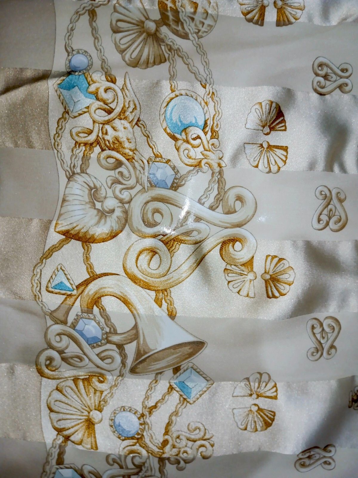 Rochas ROCHAS Paris Victorian Baroque Gold Yellow Chain Silk Scarf Size ONE SIZE - 7 Thumbnail
