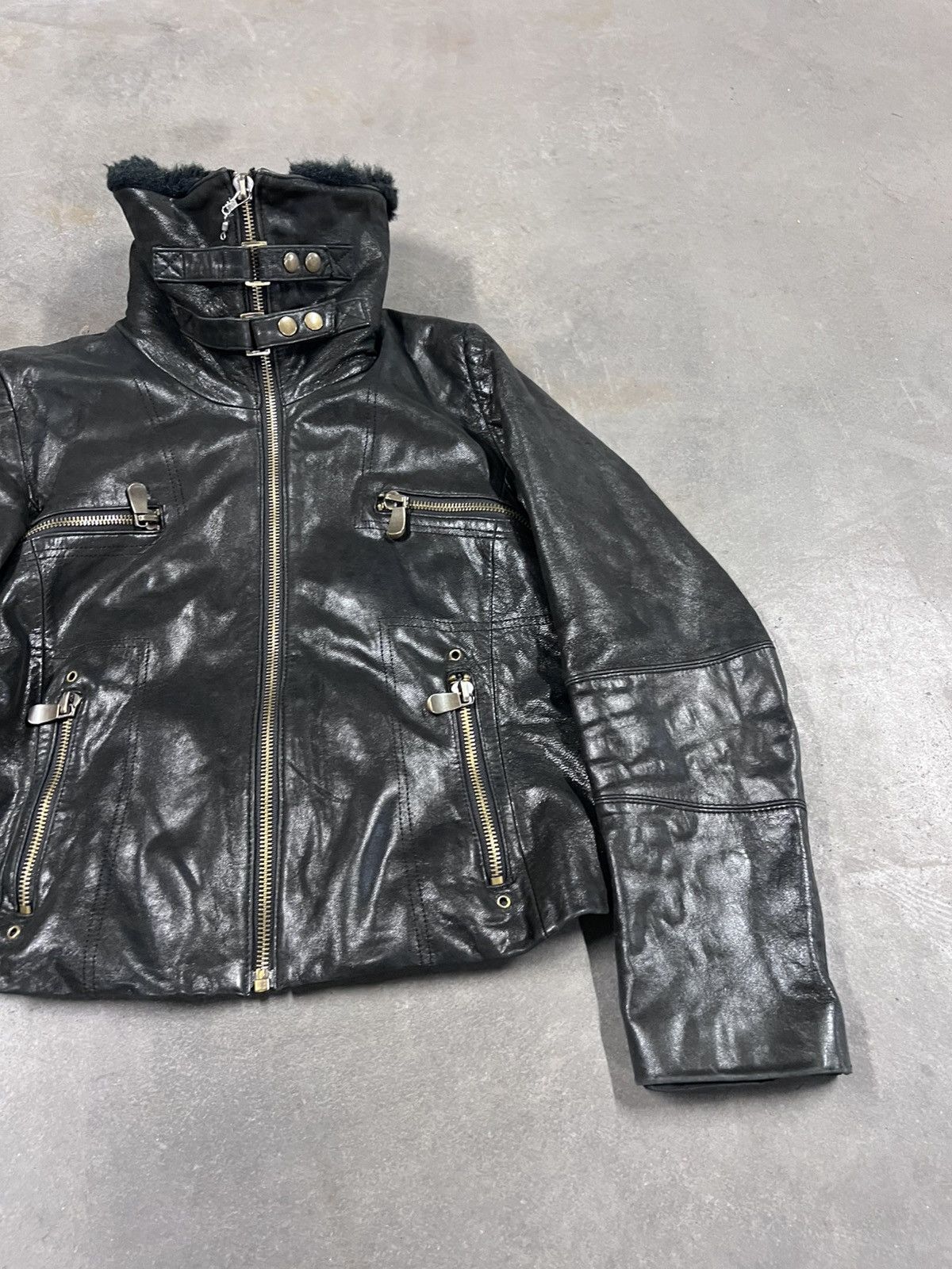 Rick Owens Real Leather Faux Fur Collar Japanese Style Jacket Size M / US 6-8 / IT 42-44 - 3 Thumbnail