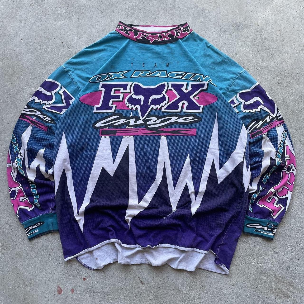 Fox Racing Vintage 90s Faded Worn Fox Racing Motocross Jersey Size US XL / EU 56 / 4 - 1 Thumbnail