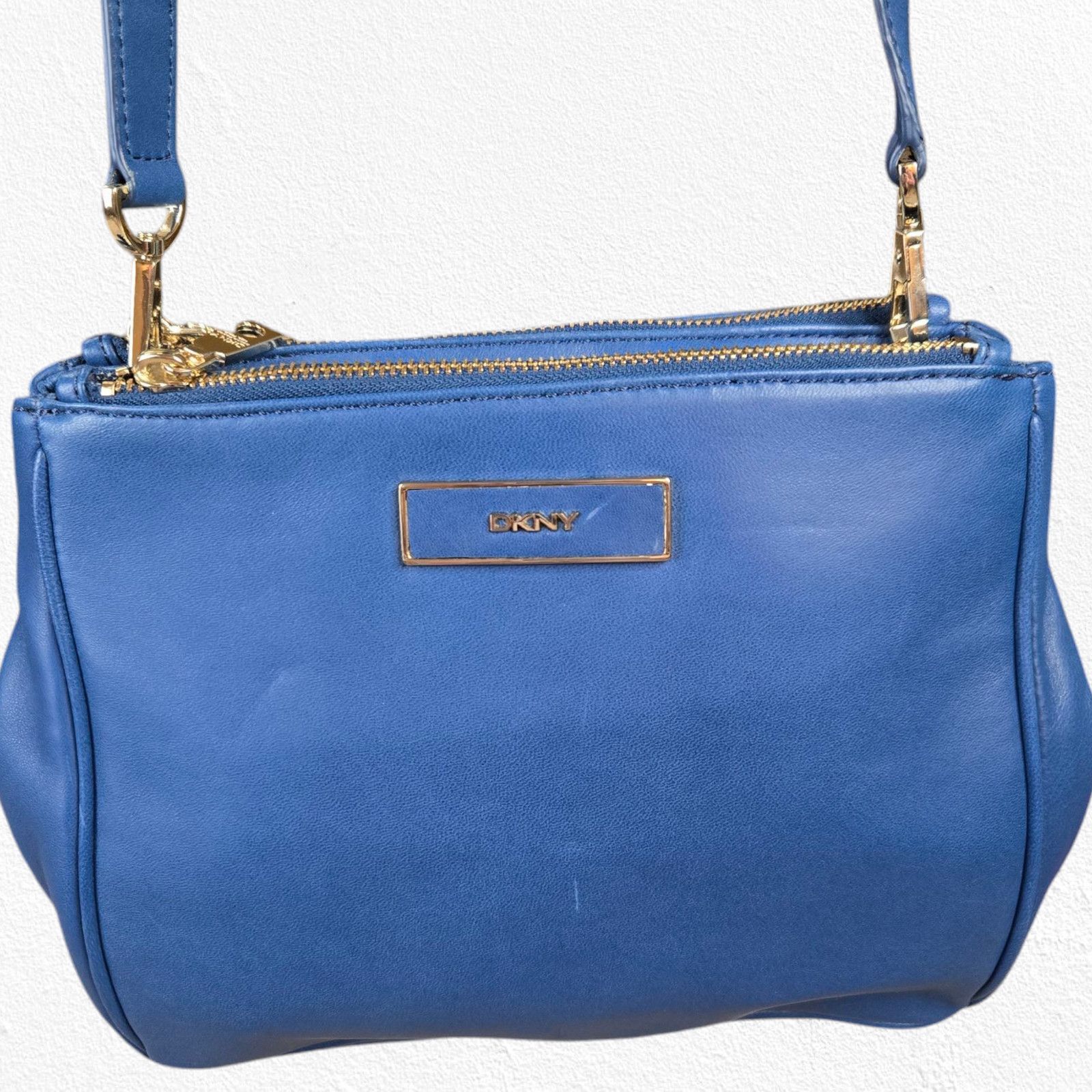 DKNY DKNY Blue Leather Crossbody Bag Adjustable Strap Size ONE SIZE - 3 Thumbnail