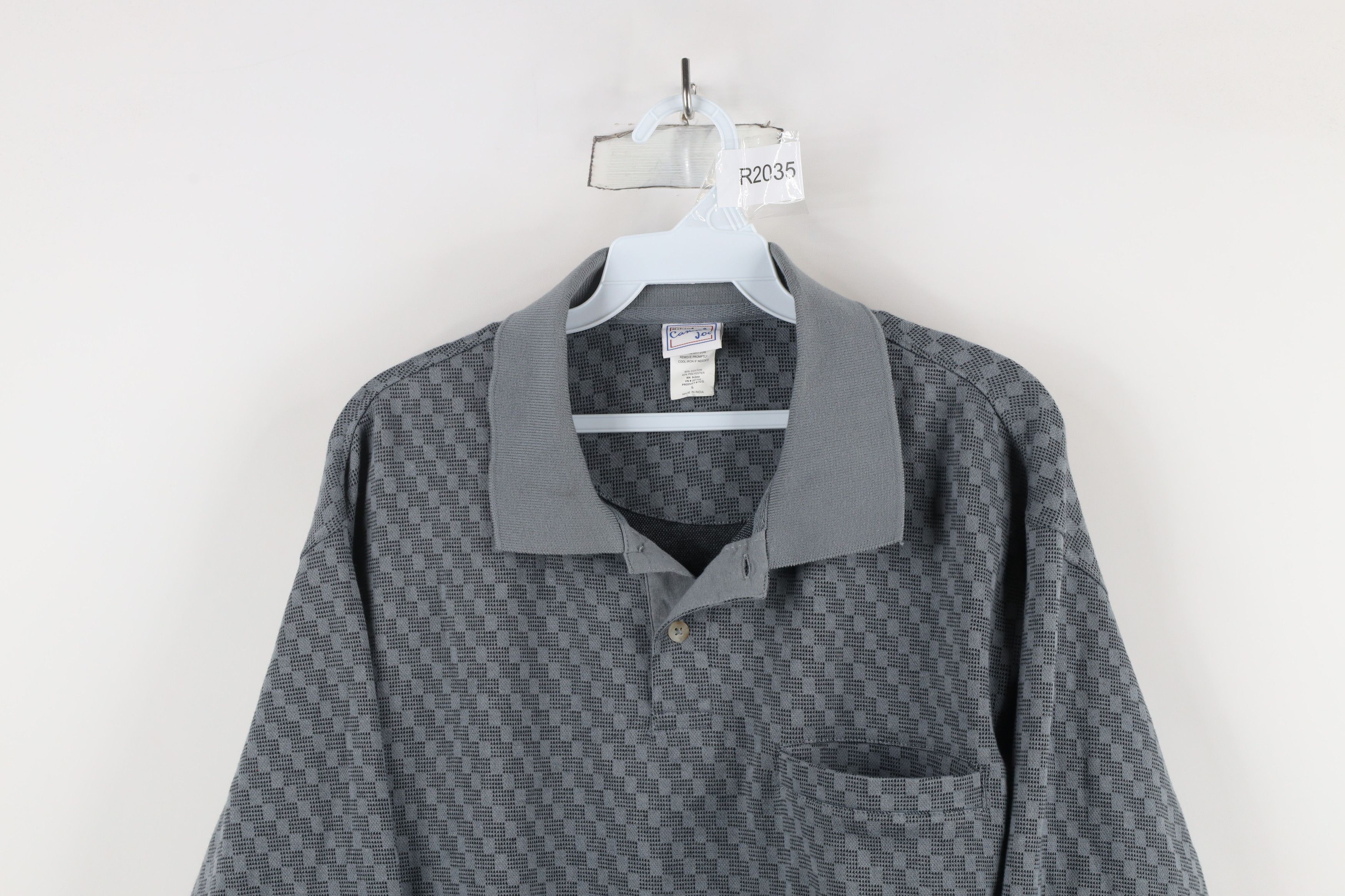 Vintage Vintage 90s Streetwear Checkered Knit Collared Pullover Polo Size US L / EU 52-54 / 3 - 2 Thumbnail