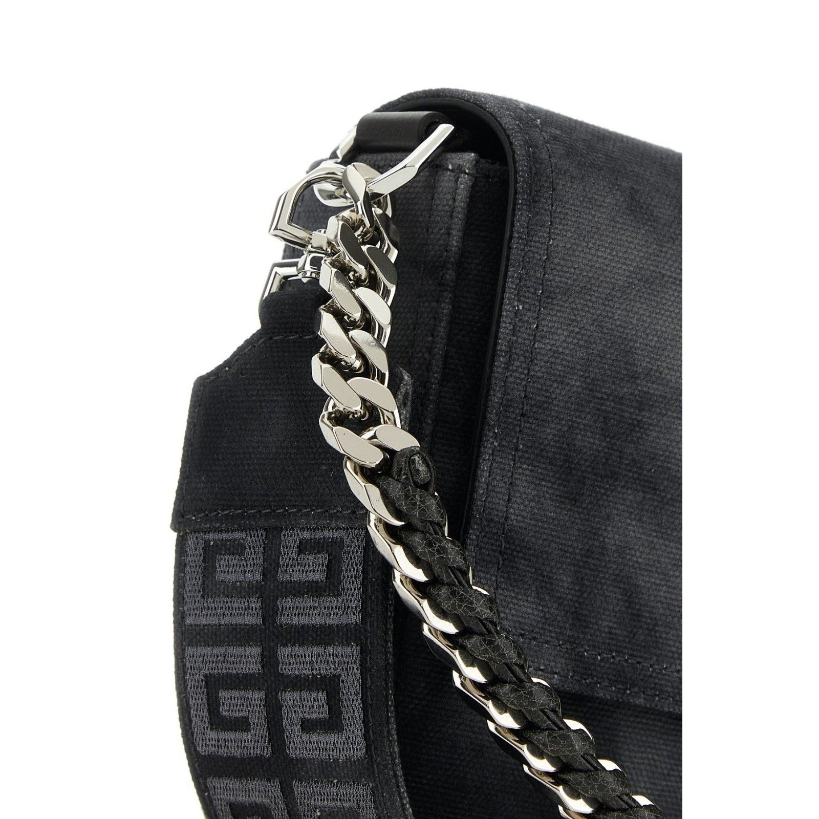 Givenchy GIVENCHY 4G Black / Gray Patched Washed Denim Shoulder Bag N Size ONE SIZE - 4 Thumbnail