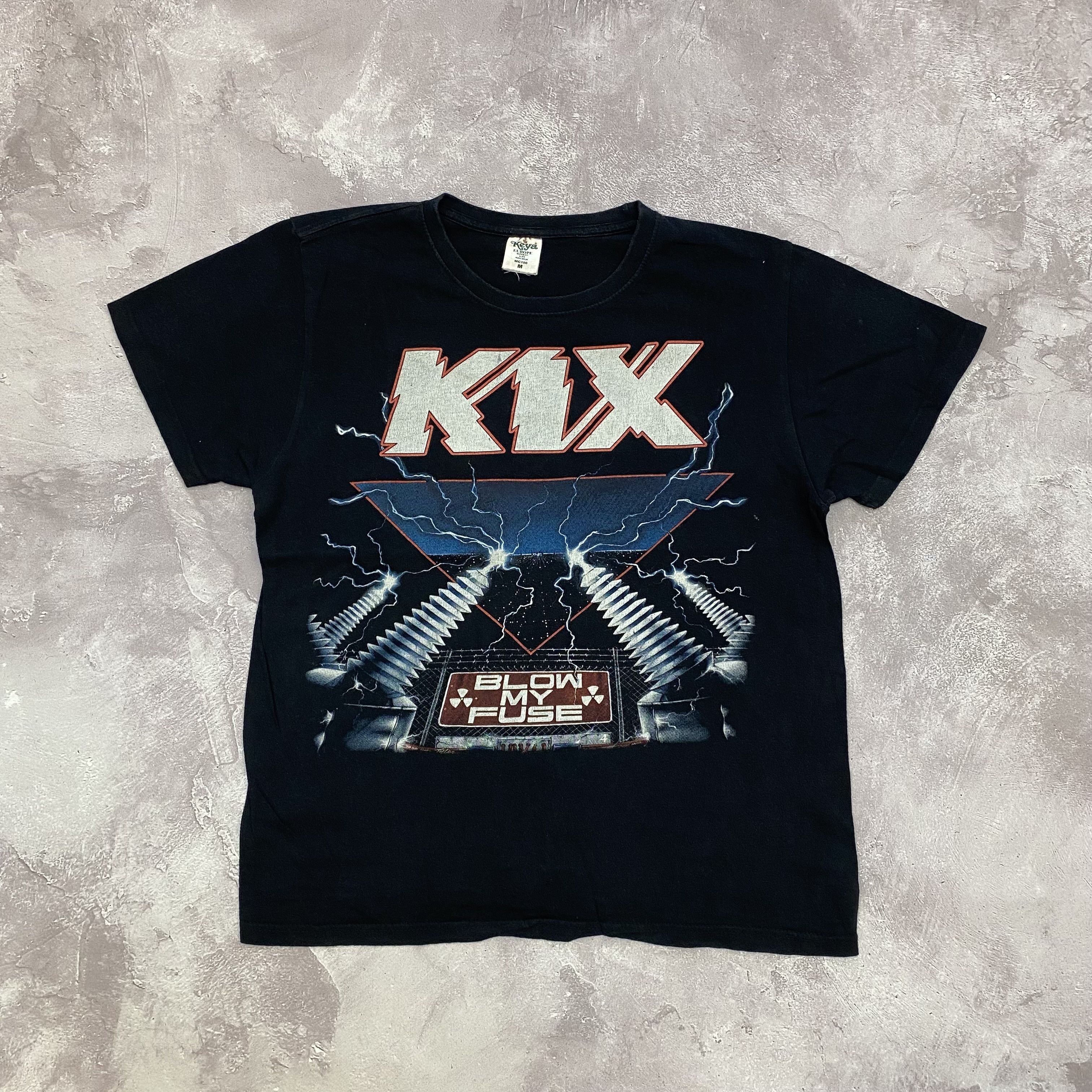 Vintage 90s Kix Rock outlets Band T-shirt size XL Gray Sun Faded