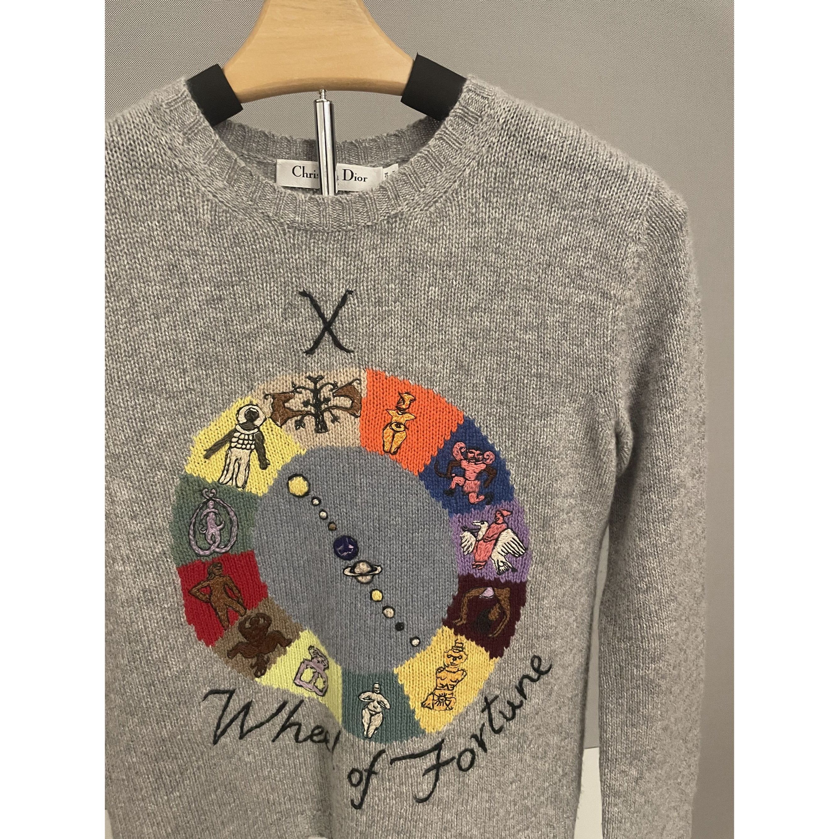 Dior Christian Dior Gray Wool Sweater With Wheel Of Fortune Embro Size XS / US 0-2 / IT 36-38 - 3 Thumbnail