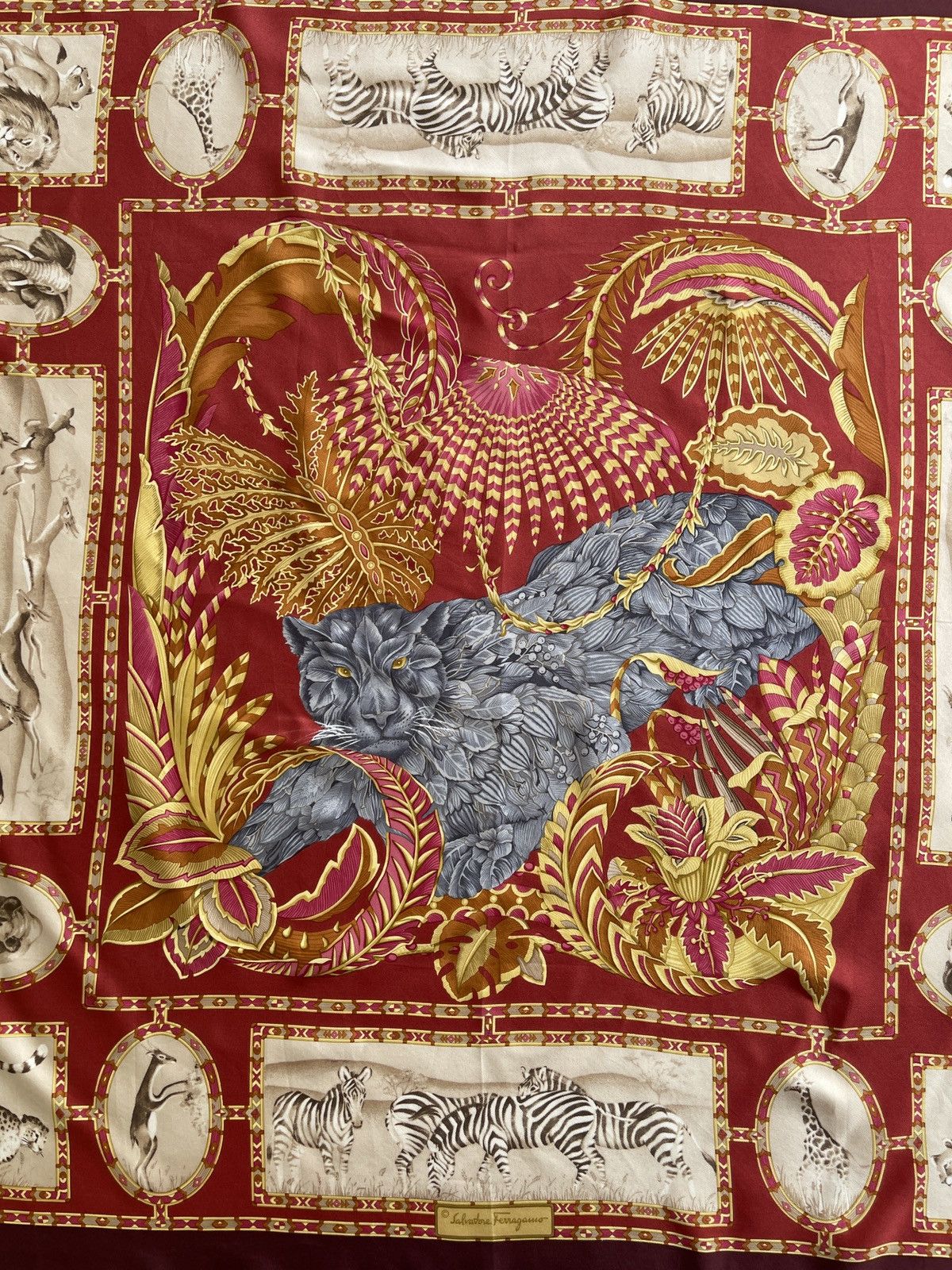 Salvatore Ferragamo Vintage Salvatore Ferragamo Animal Printed Silk Scarves Size ONE SIZE - 6 Thumbnail