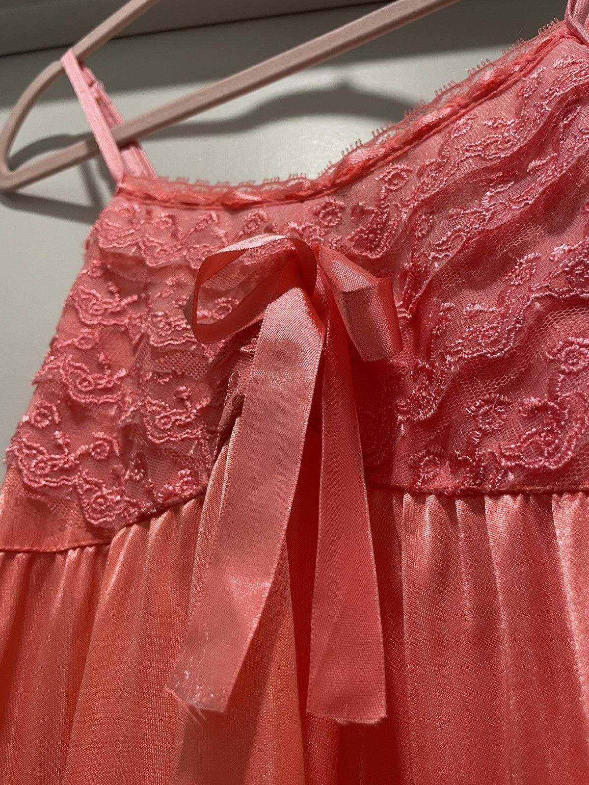 Vintage VTG Coquette Coral Pink Lace Spaghetti Strap Cami Slip Dress Size S / US 4 / IT 40 - 9 Thumbnail