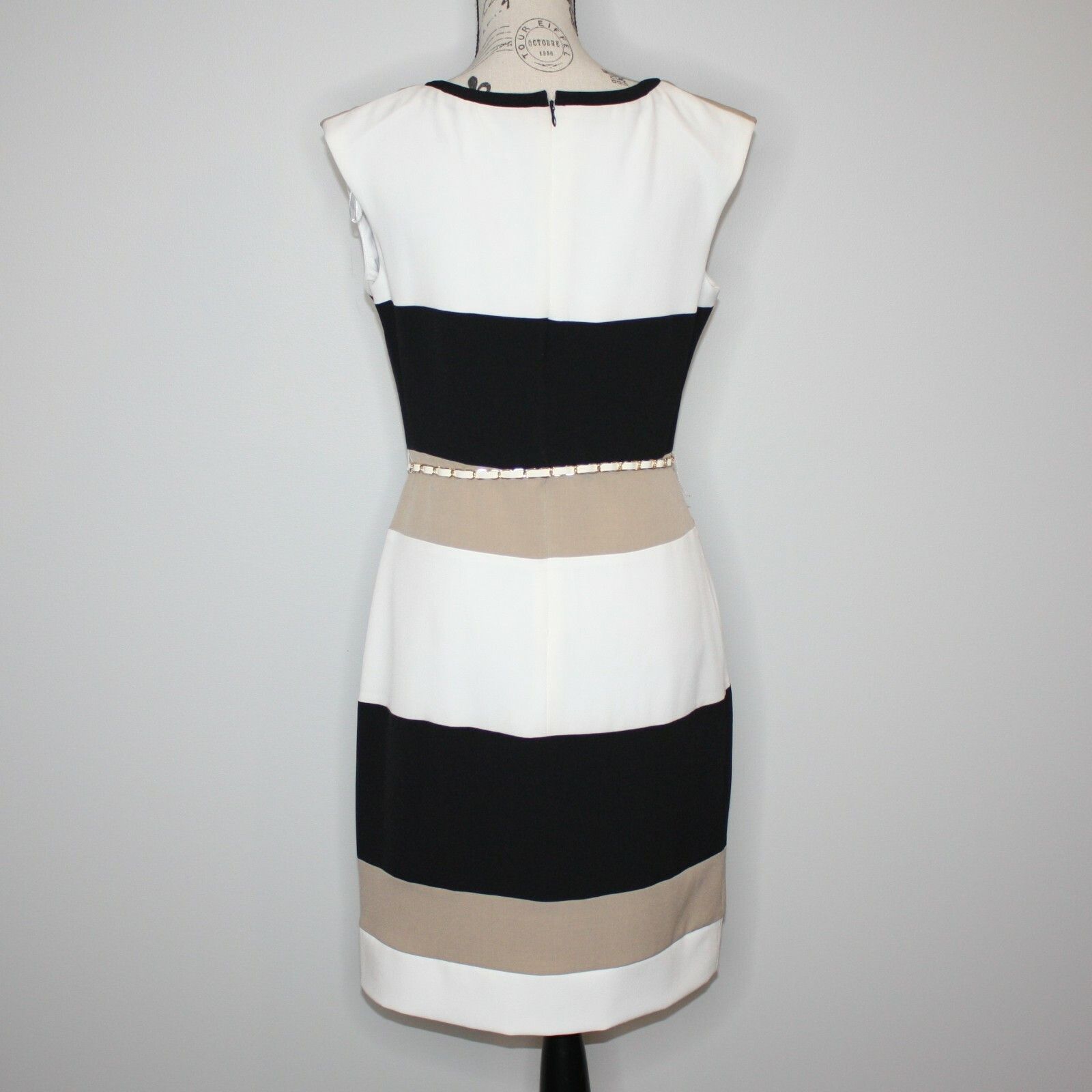 Other SD Collection Neutral Stretch Crepe Color Block Sheath Dress Size M / US 6-8 / IT 42-44 - 14 Thumbnail