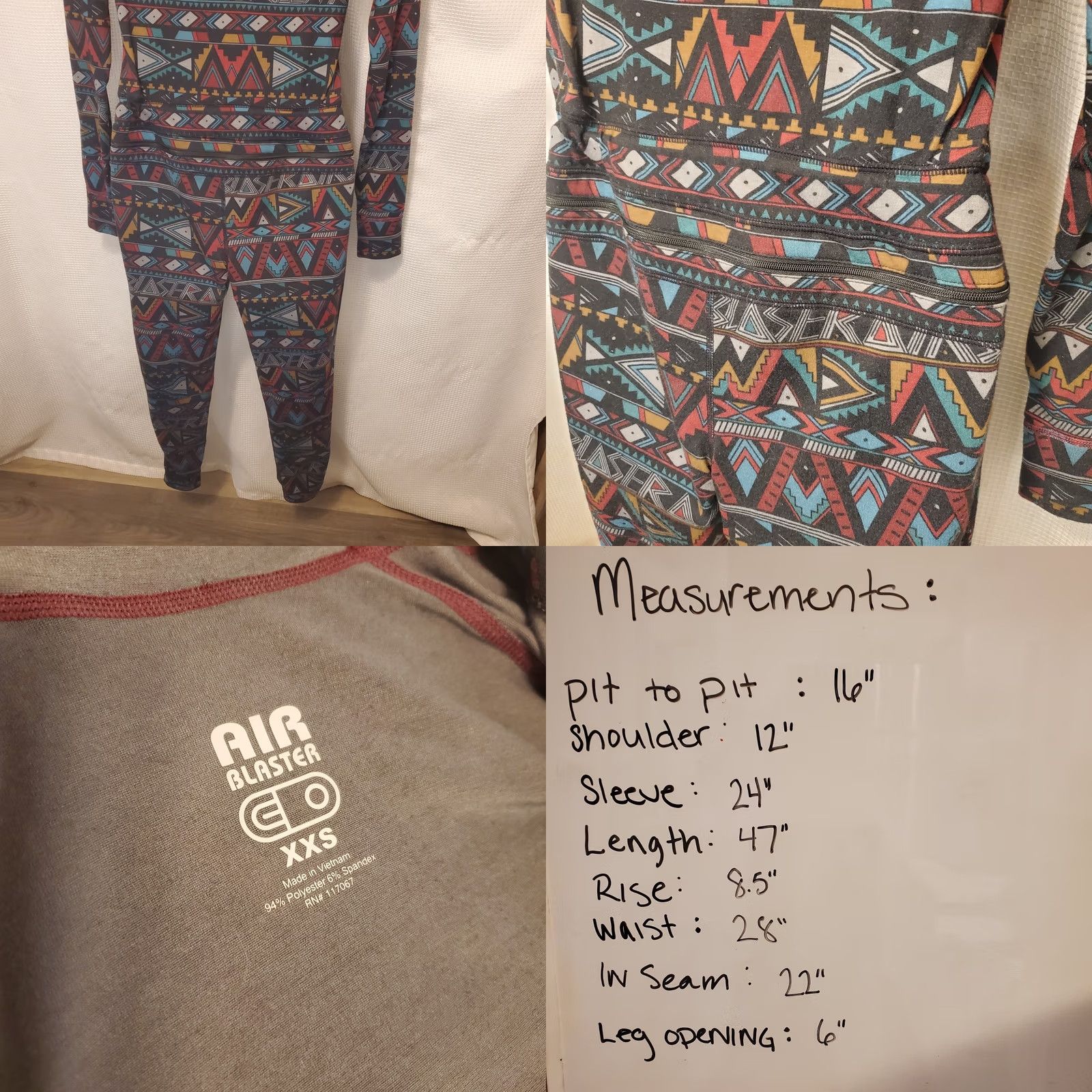 Airblaster Airblaster Womens One Piece Ninja Suit XS Aztec Tribal Print Snowboard Ski Size XXS / US 00 / IT 34 - 8 Thumbnail