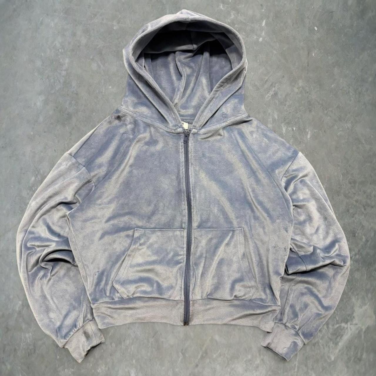 Vintage Crazy Vintage Y2K/2000s Velvet Velour Baby Blue Blank Zipup Hoodie! Size US S / EU 44-46 / 1 - 1 Thumbnail