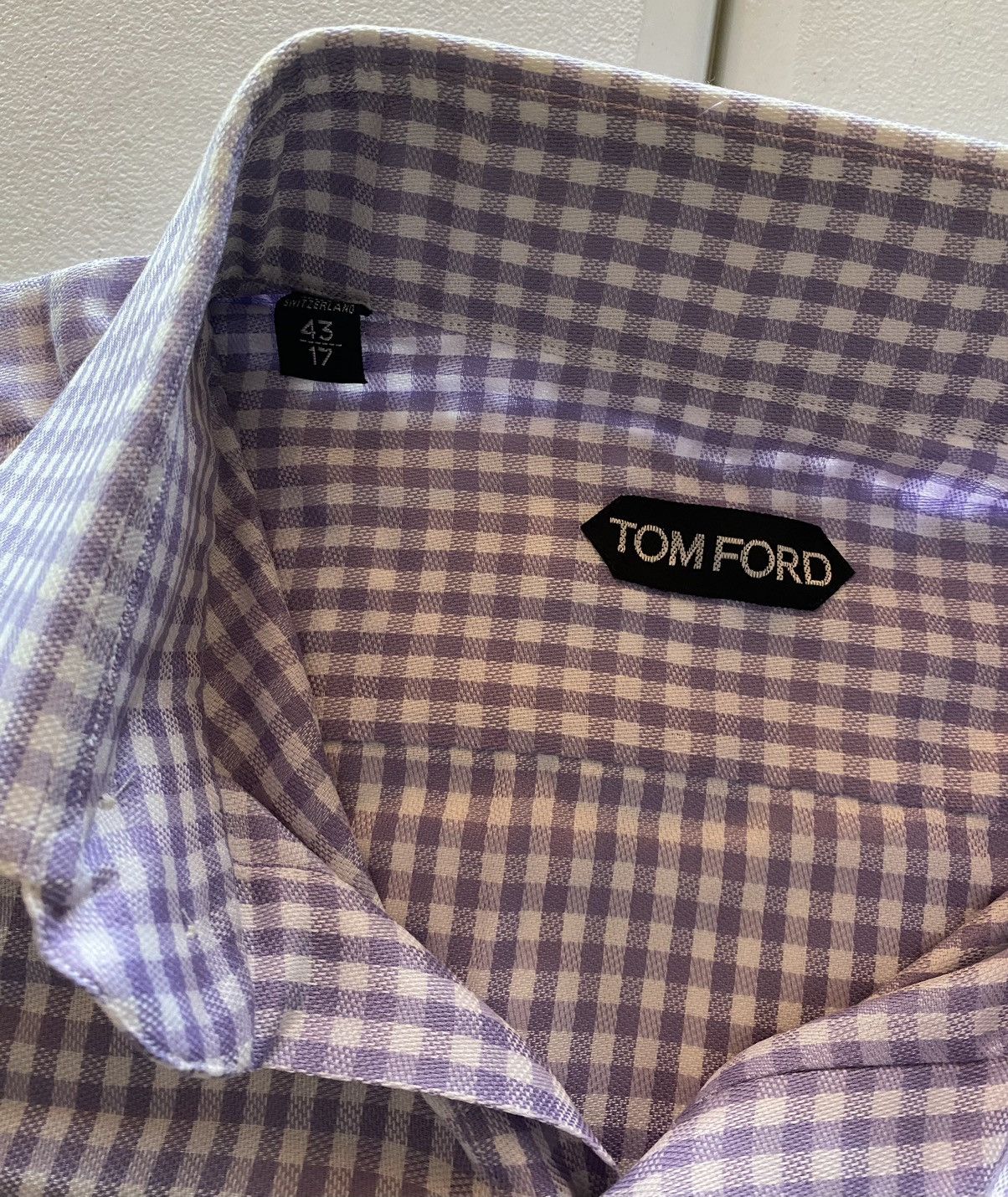 Tom Ford Tom Ford light lilac gingham check shirt 17 43e NEW Size US L / EU 52-54 / 3 - 6 Thumbnail
