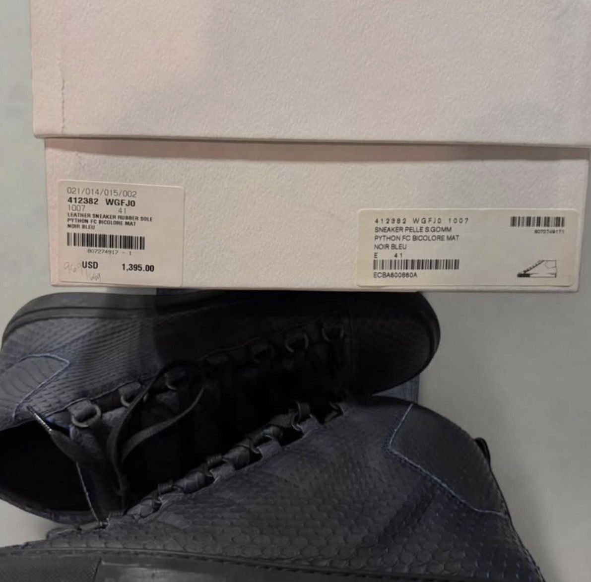 Balenciaga Balenciaga Arena Python Leather Noir Bleu Hightop Sneaker 41 Size US 8.5 / EU 41-42 - 4 Thumbnail