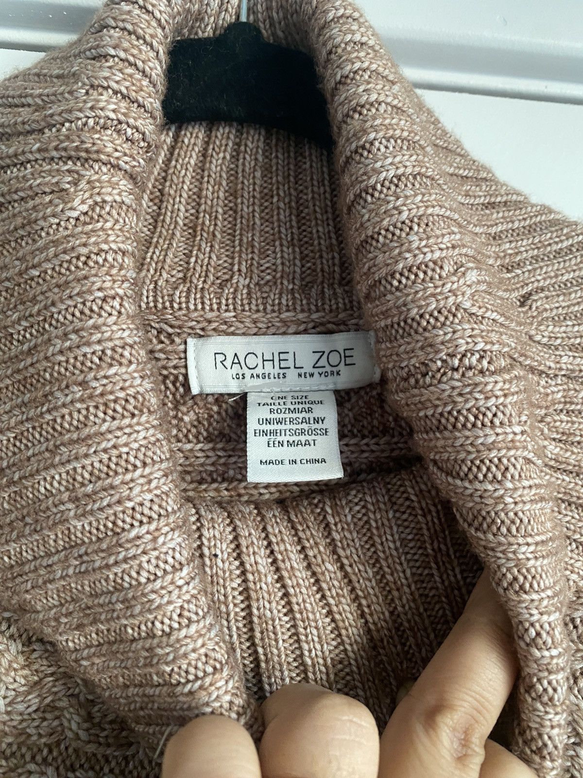Rachel Zoe Rachel Zoe Women's Tan Cream Knit Turtle Neck Poncho - NWT Size ONE SIZE - 8 Thumbnail