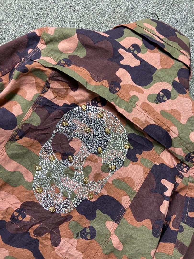Japanese Brand EGOIST Brand Multicolor Camouflage Skulls Jacket (196) Size US XXS / EU 40 - 2 Thumbnail