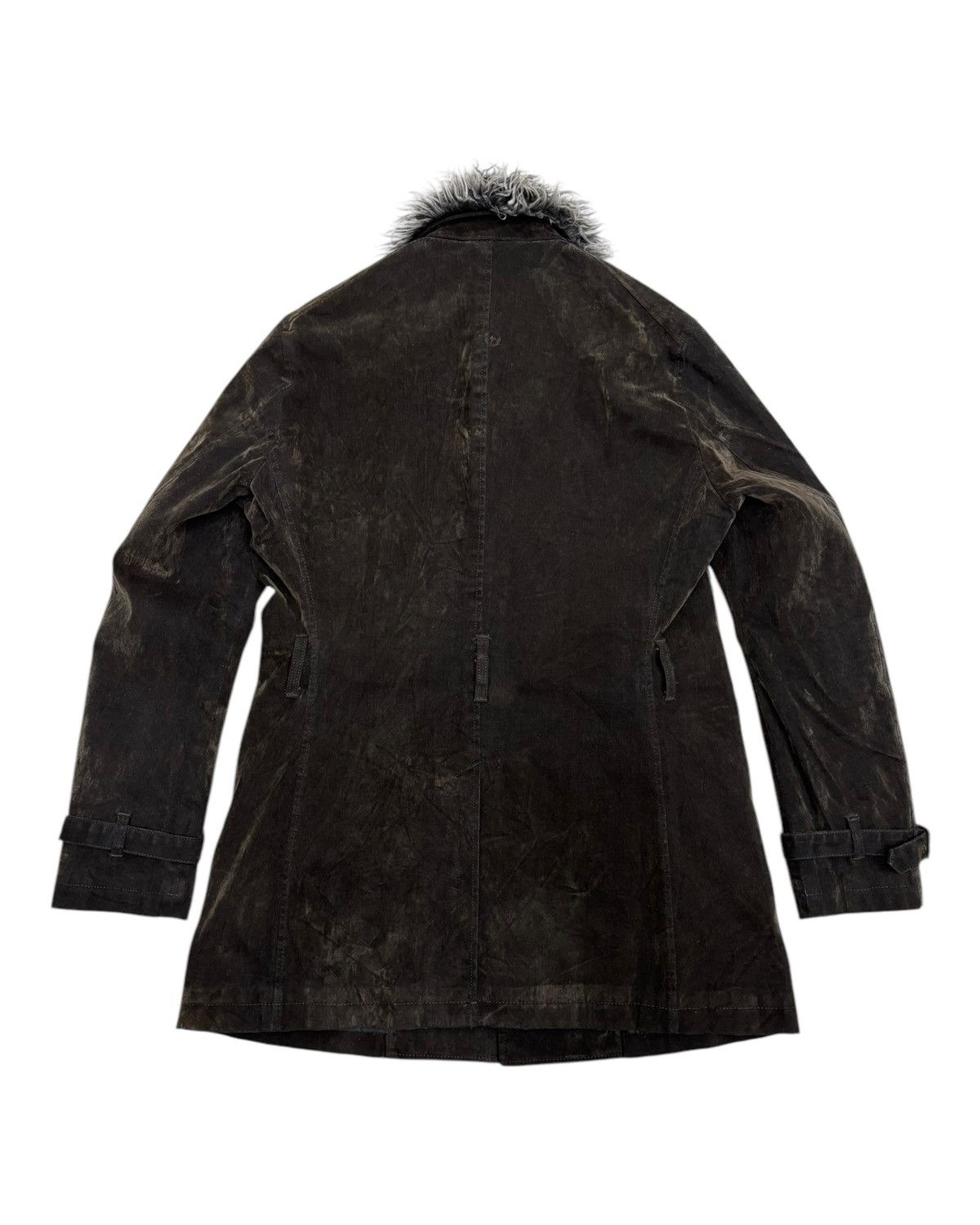 If Six Was Nine × Le Grande Bleu (L.G.B.) × Tornado Mart 🔥VINTAGE HAMNETT FAUX FUR COLLAR WAXED OVERCOAT JACKET Size US M / EU 48-50 / 2 - 8 Thumbnail