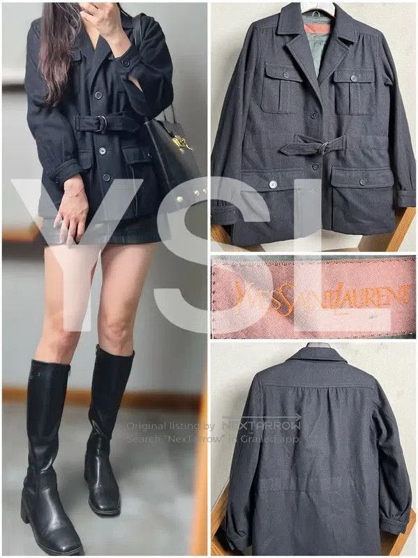 Yves Saint Laurent YSL Black Wool Women's Coat . Size XXS / US 00 / IT 34 - 1 Thumbnail