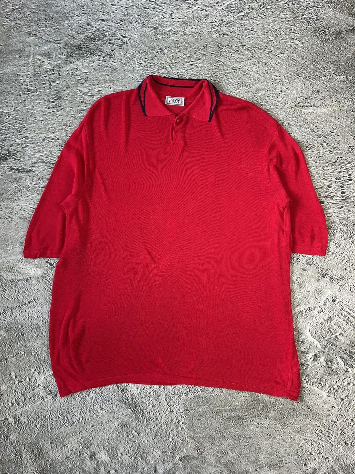 Versace × Vintage Gianni Versace mesh polo t-shirt red vintage Size US M / EU 48-50 / 2 - 1 Thumbnail