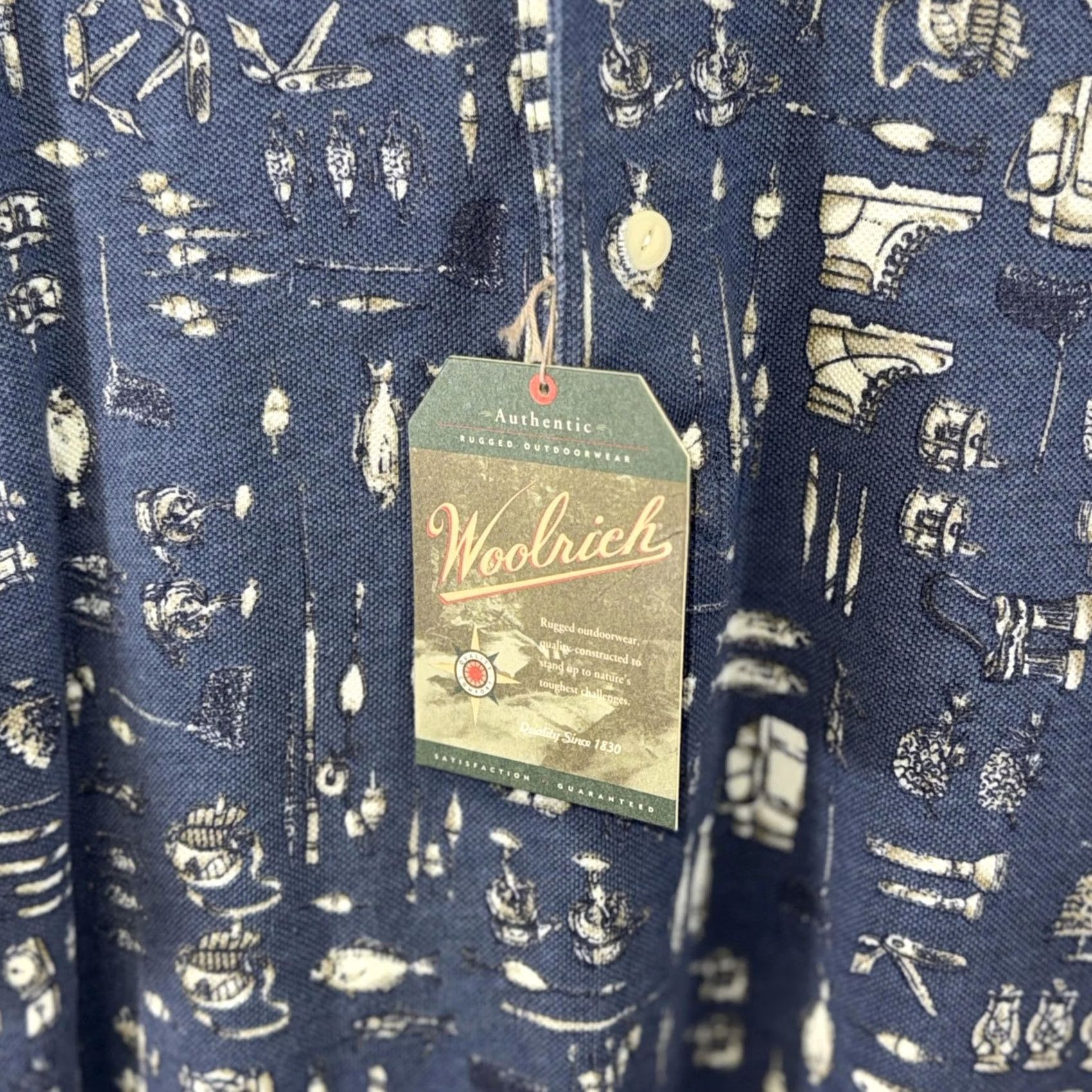 Vintage VINTAGE Woolrich Polo Shirt Mens L Blue Fishing Outdoor Print Short Sleeve New Size US L / EU 52-54 / 3 - 3 Thumbnail