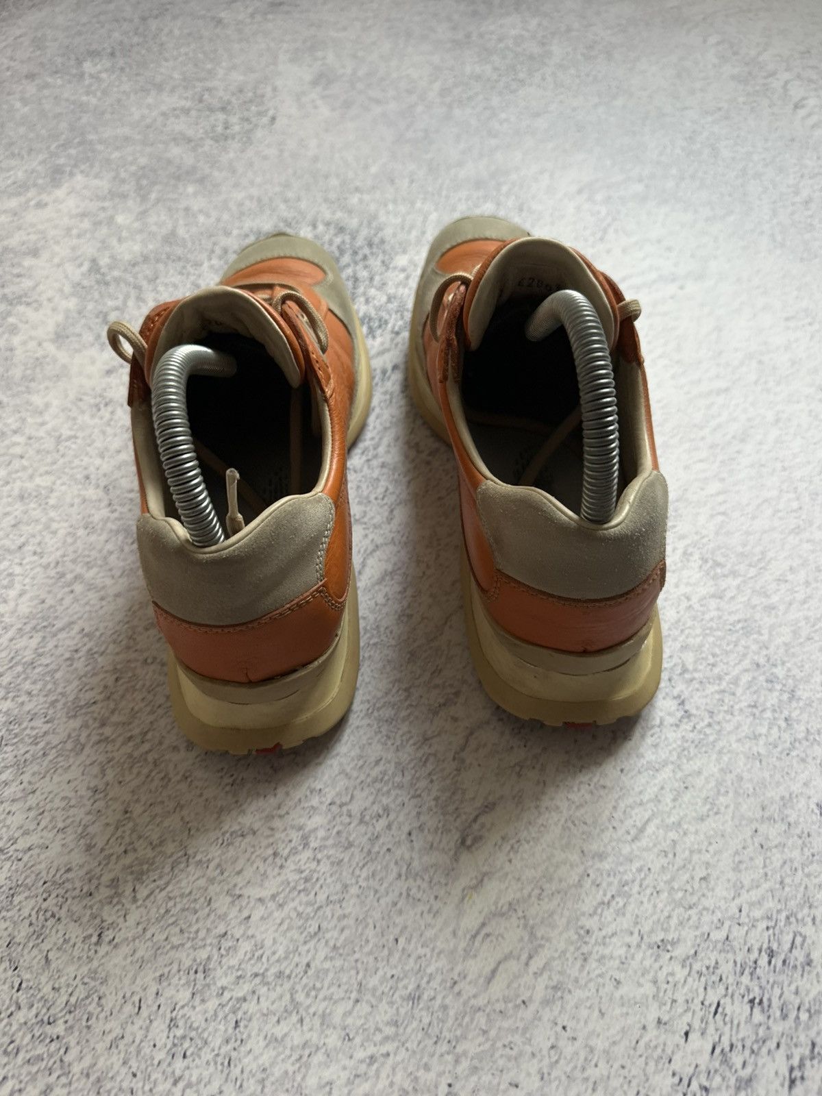 Prada Prada Red Tab Orange Leather Gray Suede Trainers Sneakers Size US 7 / IT 37 - 6 Thumbnail