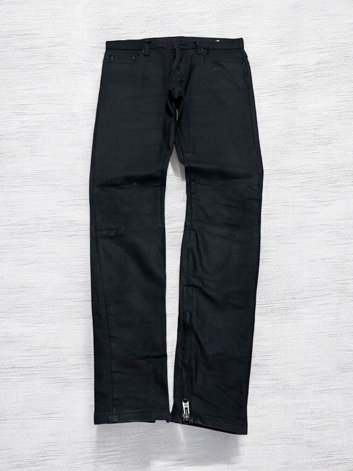 MNML MNML Coated Wax Black Jeans Slim Fit Zip Ankle Pants Size US 30 / EU 46 - 1 Thumbnail