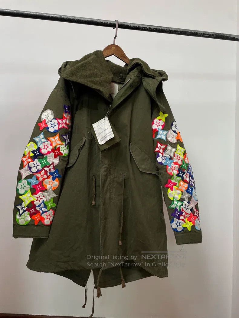 Ready Made Long Fishtail Parka Military Fabric Badge Fi