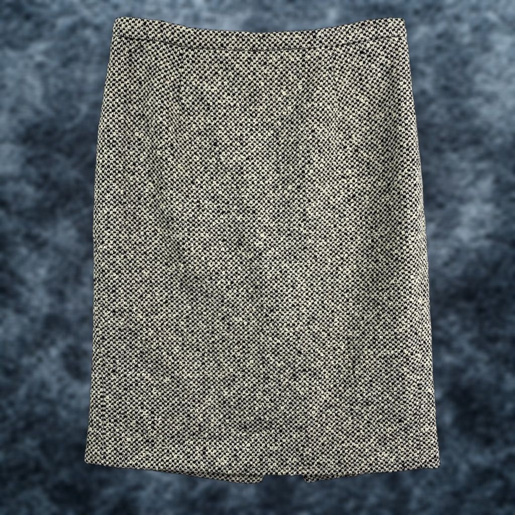 Saks Fifth Avenue Vtg Saks Fifth Avenue Skirt Sz 6 Wool Cashmere Black Cream Tweed Lined Pencil Size 28" / US 6 / IT 42 - 1 Thumbnail