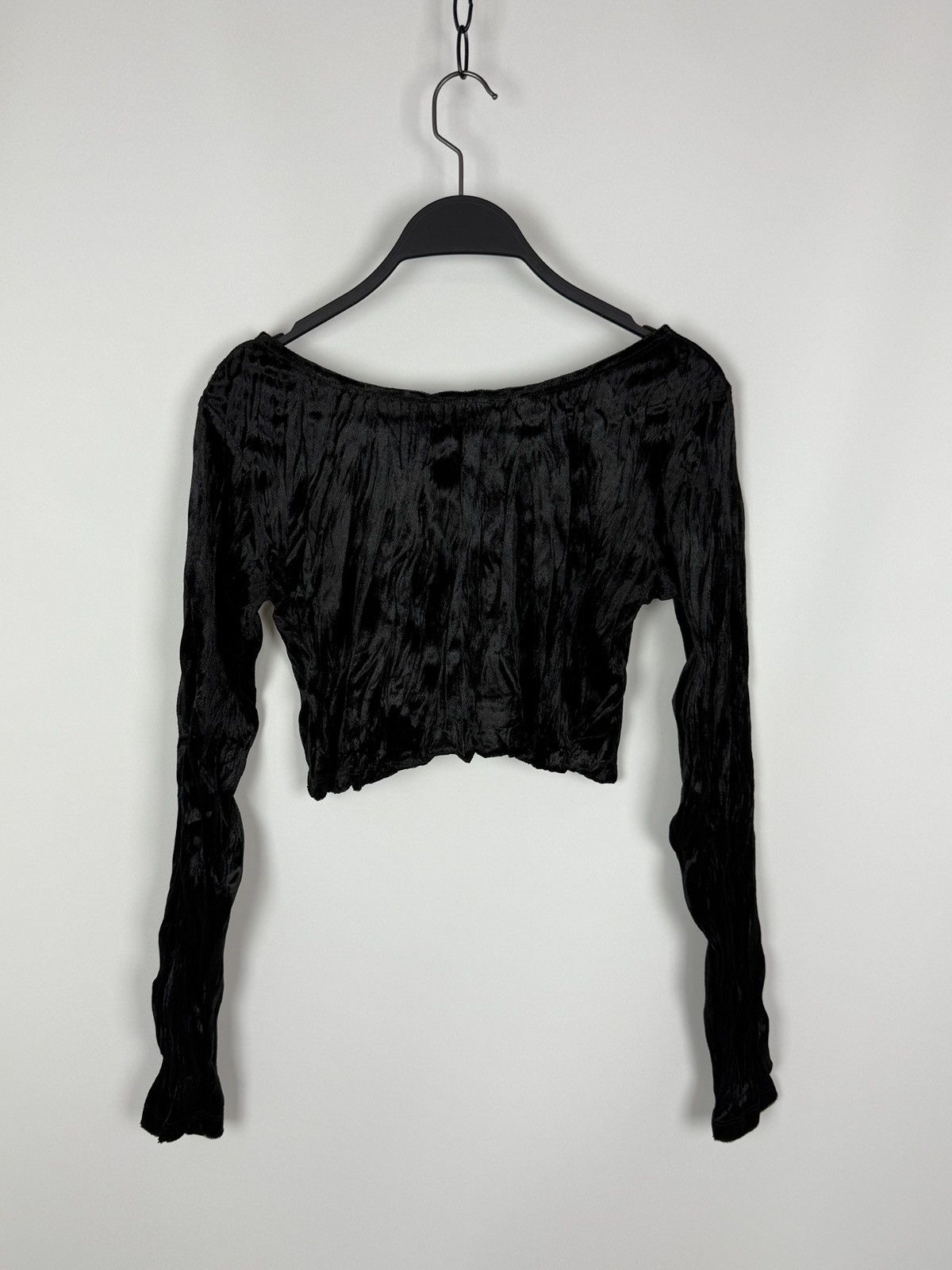 Killstar Killstar Black Crinkled Velour Crop Top M Gothic Grunge Size M / US 6-8 / IT 42-44 - 7 Thumbnail