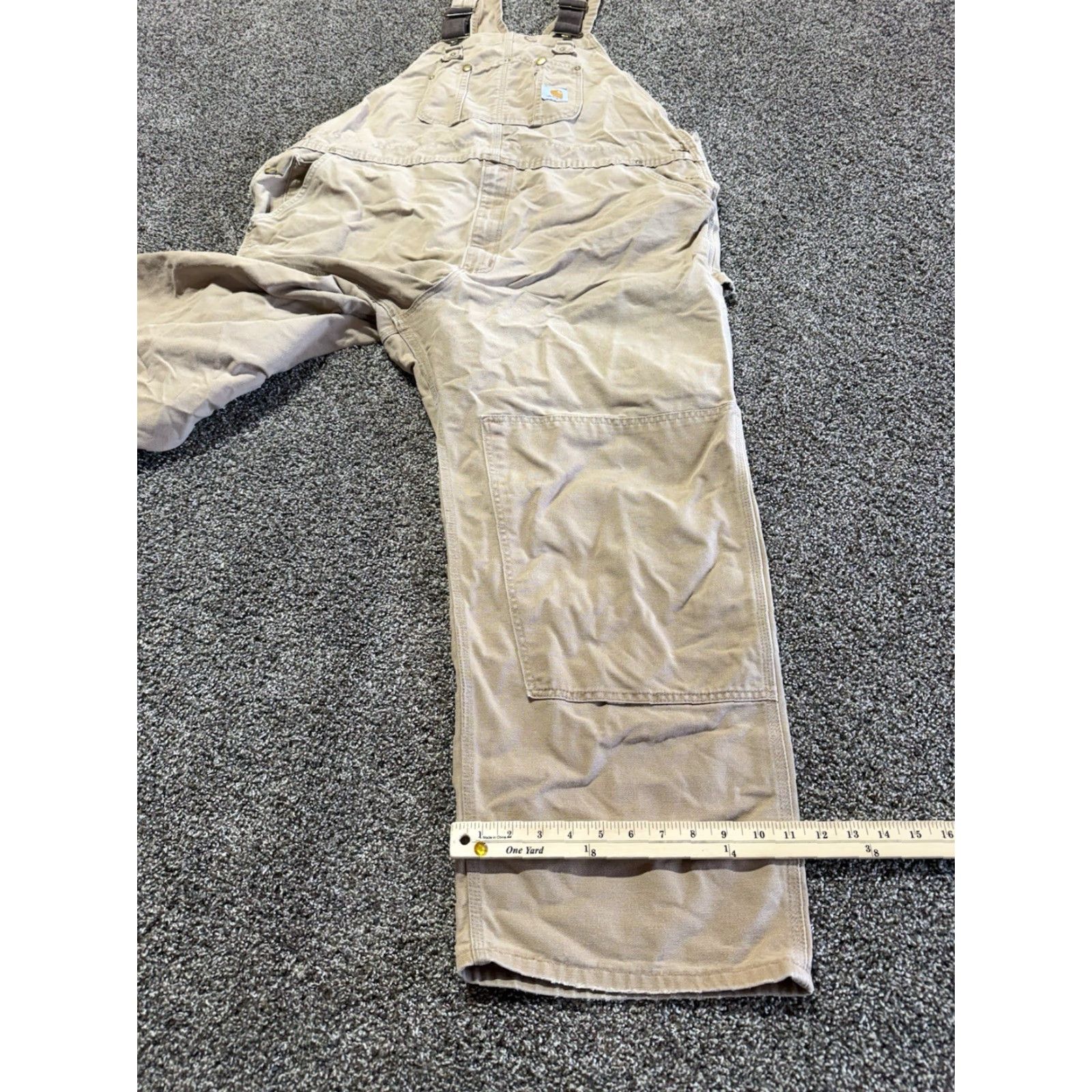 Carhartt VINTAGE Carhartt Overalls Bibs Mens 48 Duck Canvas Distress Faded Worn 48x30 Buckle 30in Inseam Logo Brown Cotton Workwear Casual Size US 32 / EU 48 - 7 Thumbnail