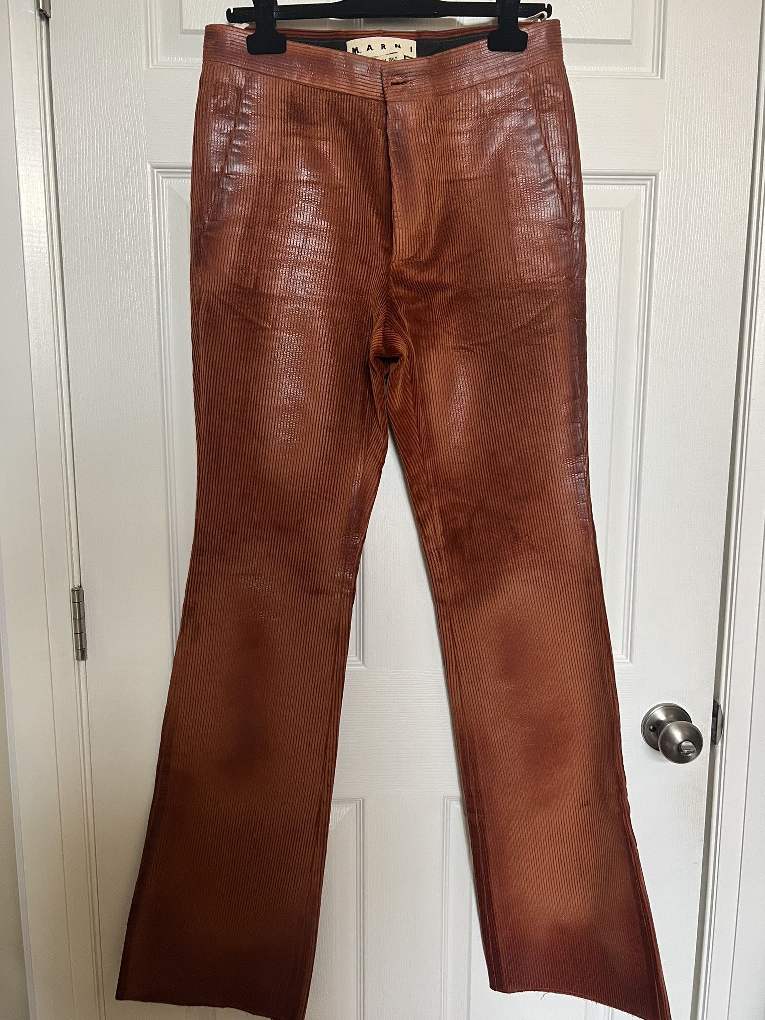 Marni Marni FW20 Waxed Corduroy Flared Pants sz 46 Size US 30 / EU 46 - 1 Thumbnail