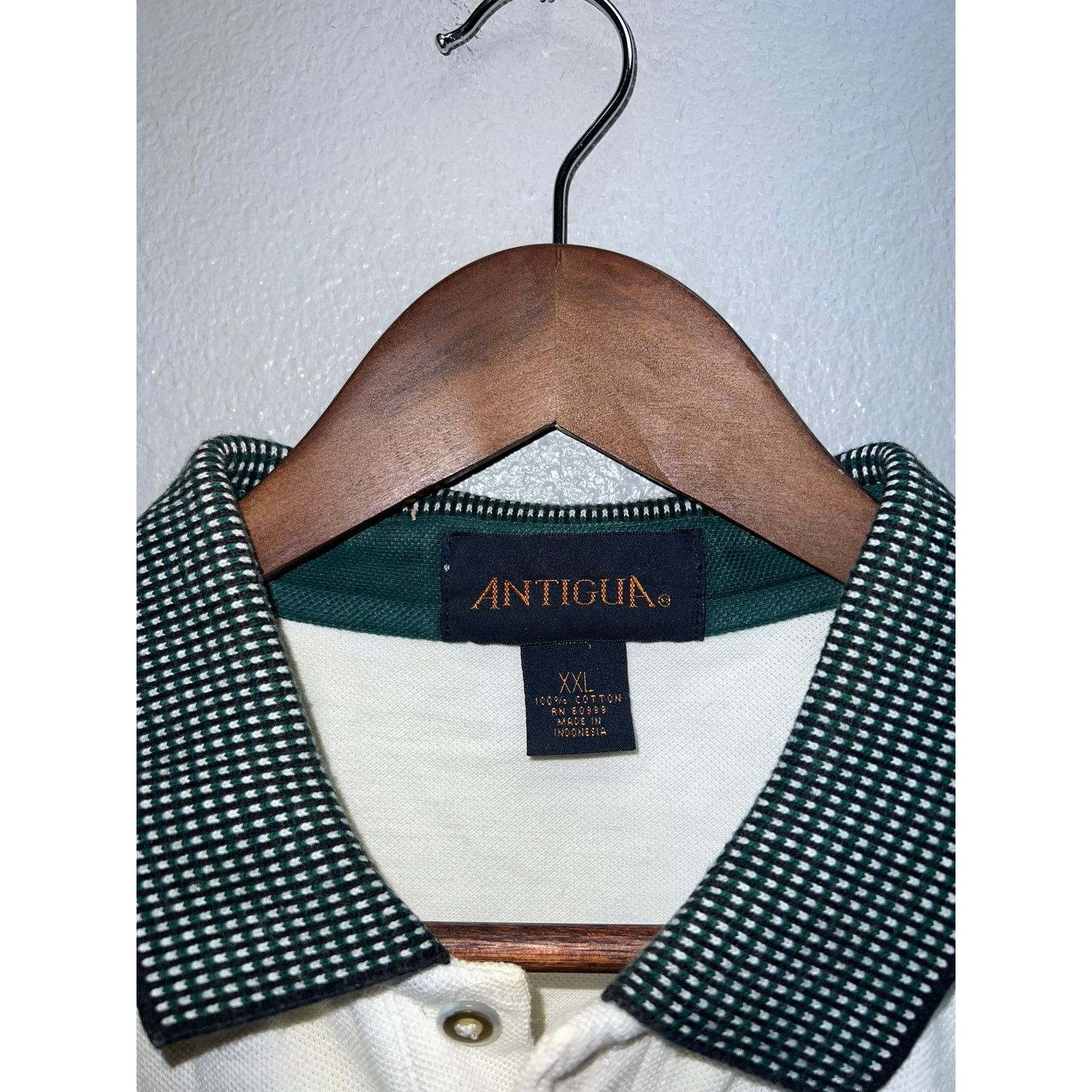 Antigua Vintage Antigua Polo Shirt White Green Checkered Sleeves 2X Size US XXL / EU 58 / 5 - 5 Thumbnail