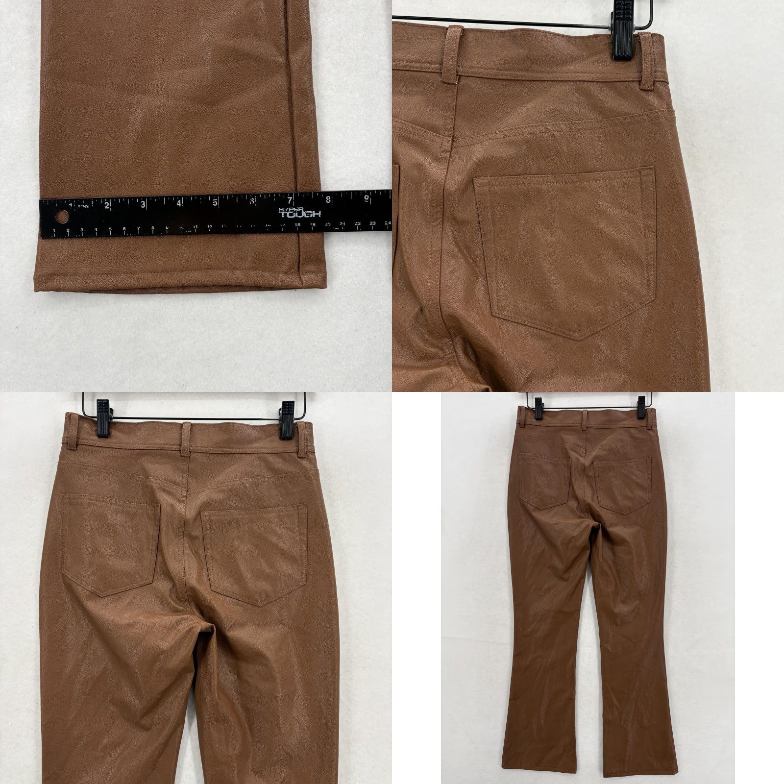 Paige Paige Faux Leather Pants Womens 25 Brown Ankle Flare Stretch Claudine Dark Argan Size 42" / US 20 - 9 Thumbnail