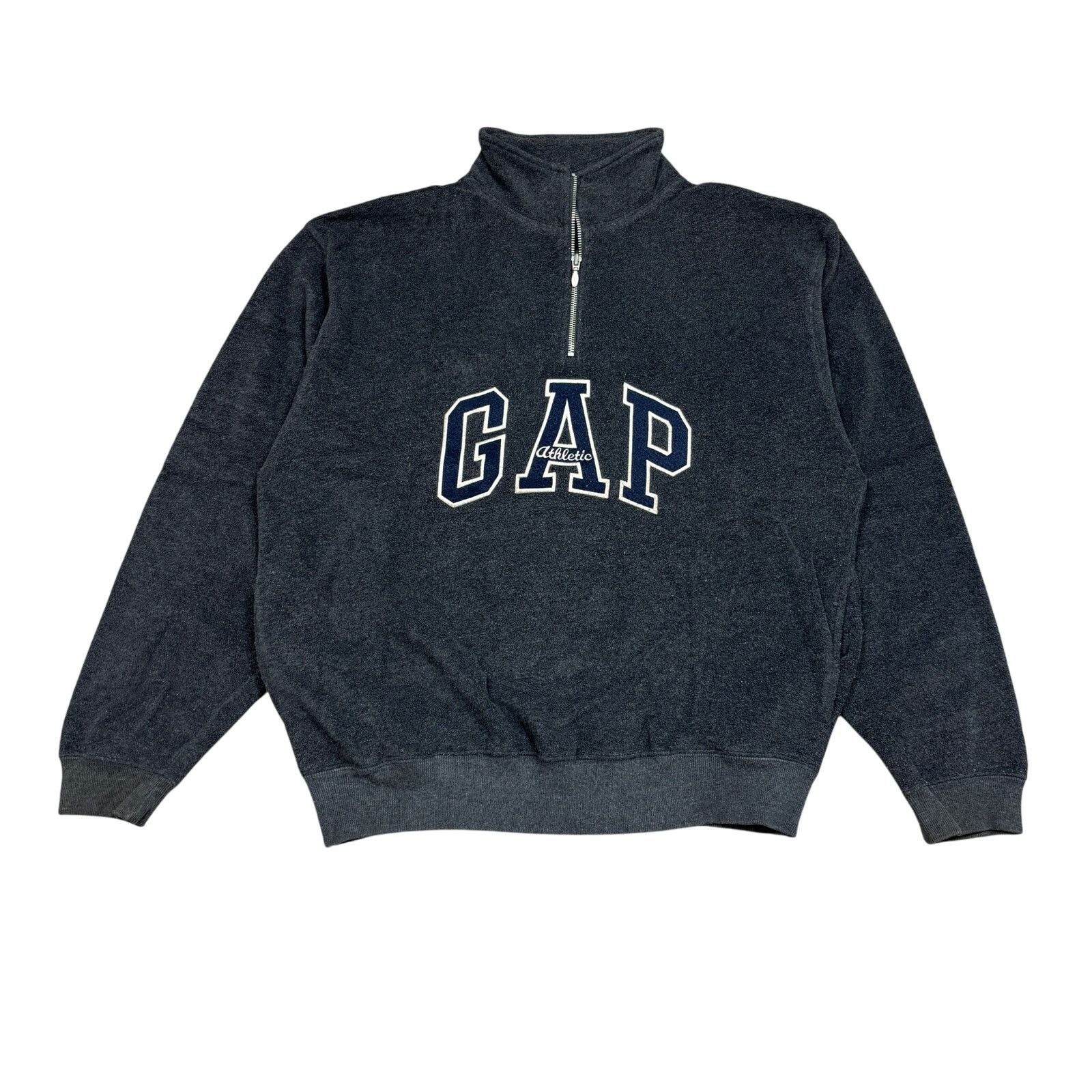 Gap × Vintage Vintage Gap Athletic Spellout 1/4 Zip Fleece Pullover Mens M Size US M / EU 48-50 / 2 - 1 Thumbnail