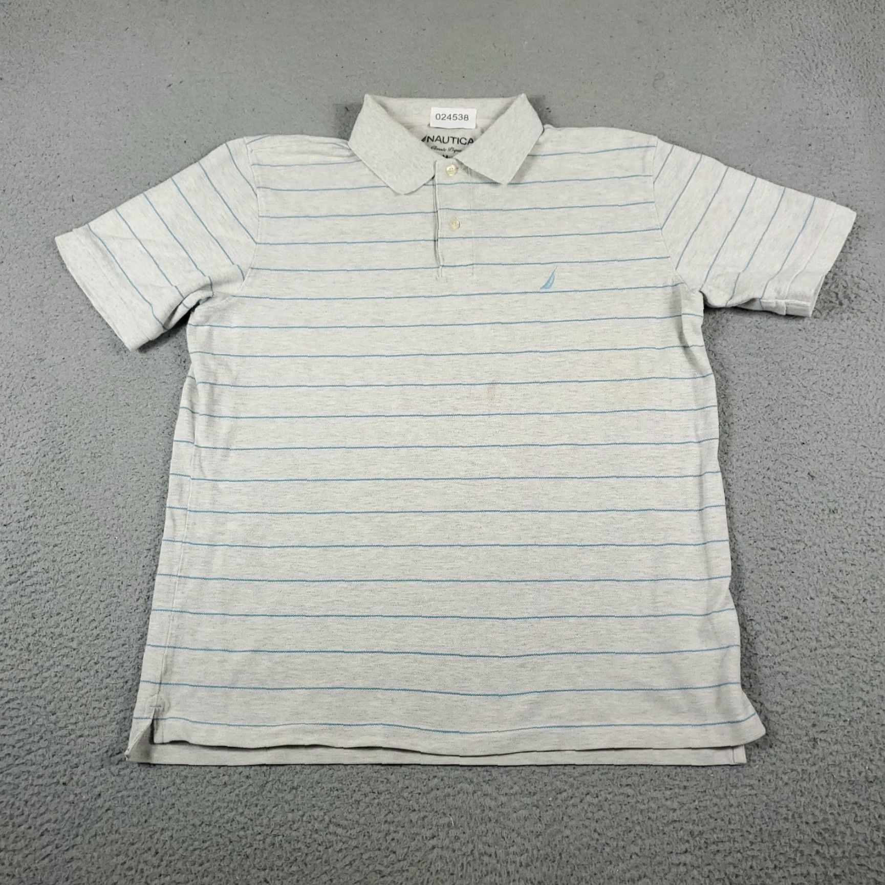 Nautica VINTAGE Nautica Polo Shirt Mens Medium Gray Blue Striped Short Sleeve Adult M Gray Nautica Logo Polo Men’s Sports Casual Shirt Size US M / EU 48-50 / 2 - 3 Thumbnail