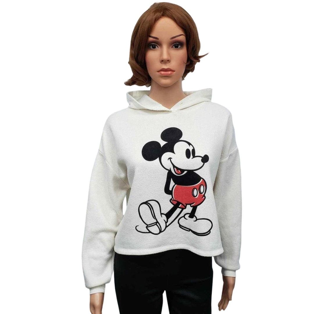 Disney Disney Mickey Mouse Hoodie Fleece Sweatshirt Hooded Cropped Size XS / US 0-2 / IT 36-38 - 1 Thumbnail