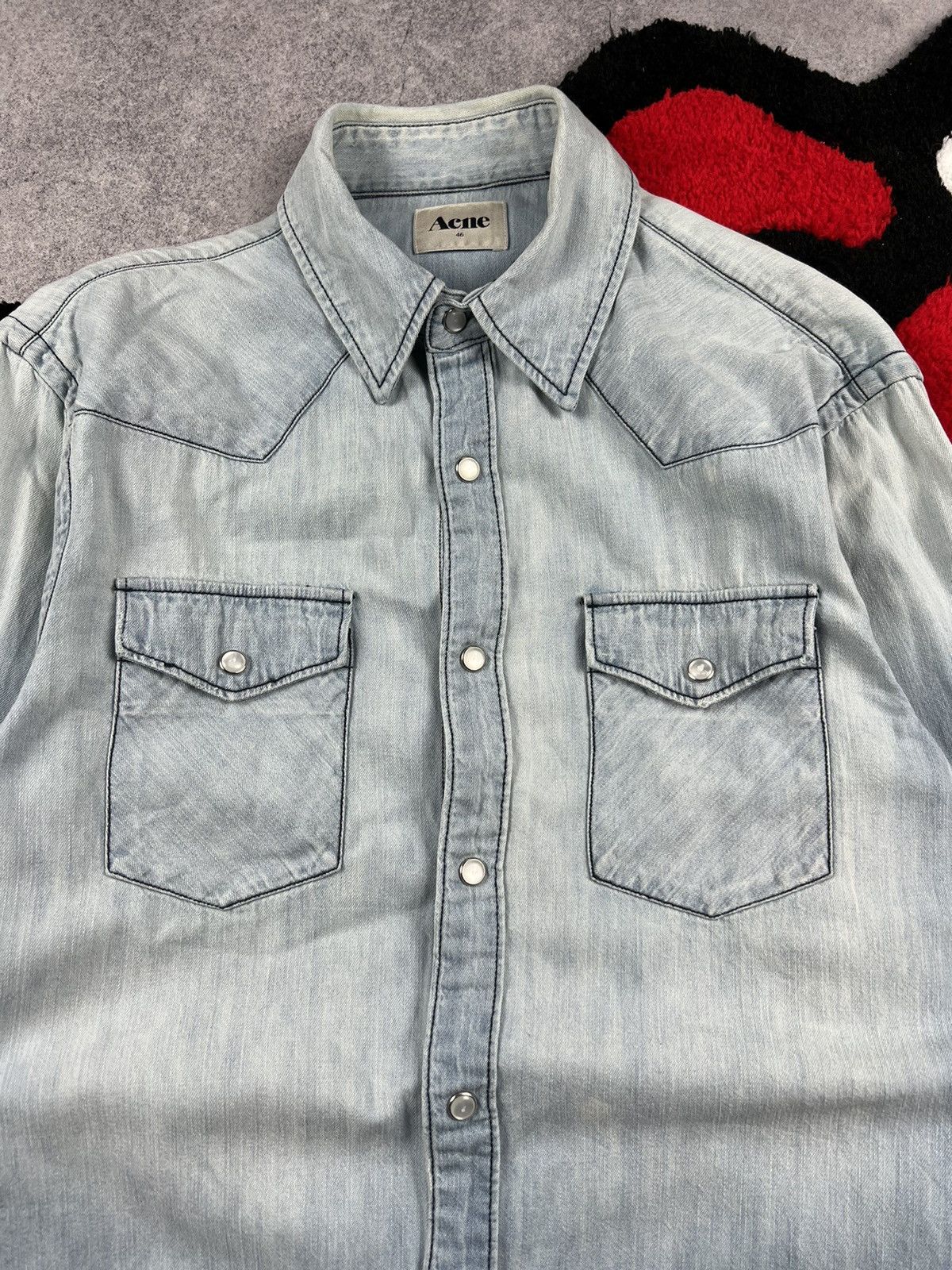 Acne Studios Vintage Acne Studios Mudwash Denim Distressed Y2K Shirt Size US S / EU 44-46 / 1 - 4 Thumbnail
