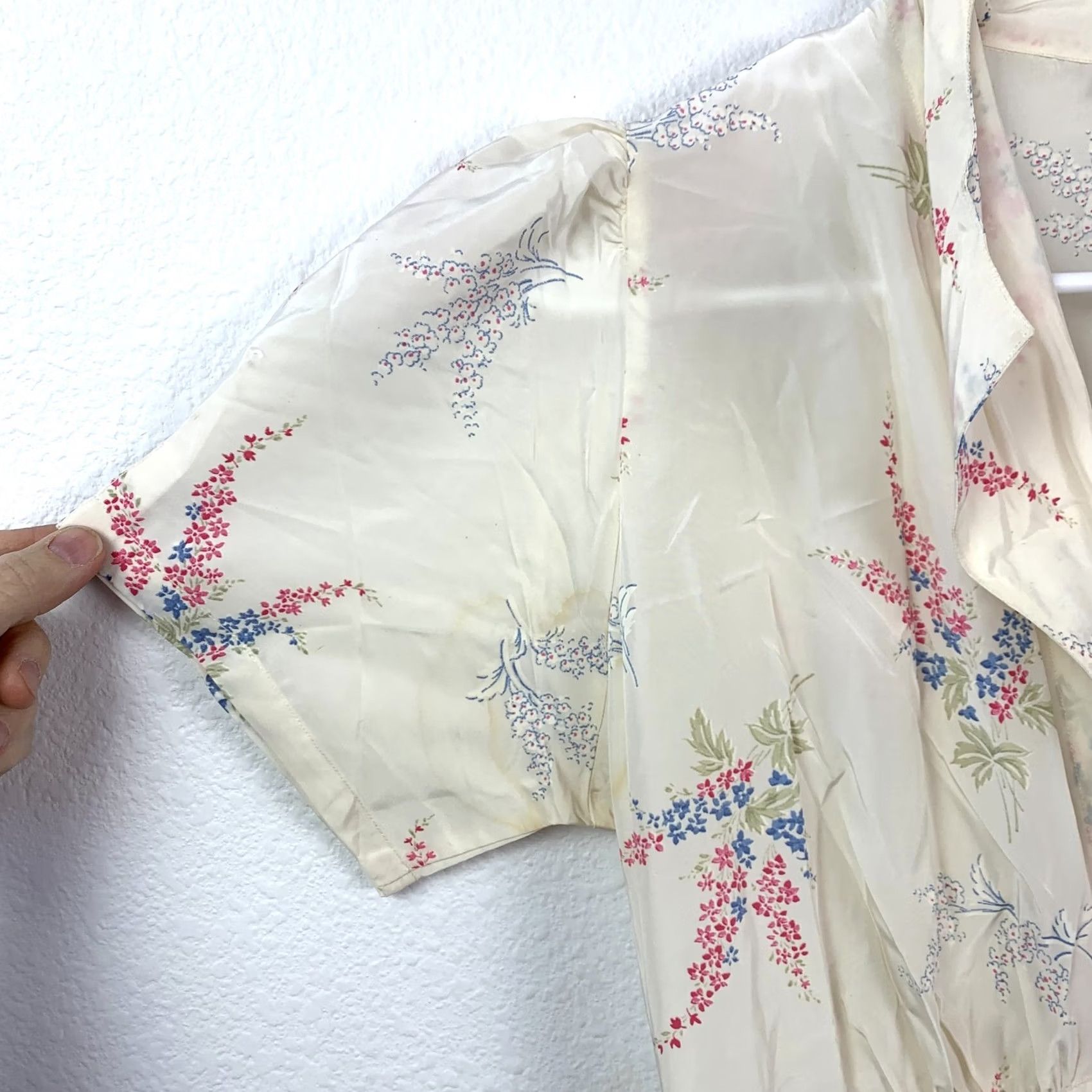 Vintage VINTAGE Corticelli Maxi Dress Women's 34 Cream Floral Rayon 1930s Art Deco 56in Sleeves 7.5in Day/Cocktail Size XXS / US 00 / IT 34 - 4 Thumbnail