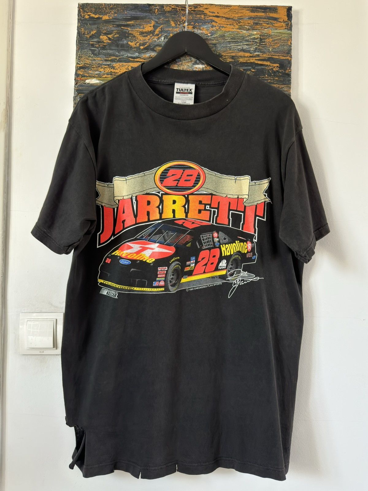 NASCAR × Vintage Vintage 1995 NASCAR Jarrett Distressed T Shirt Size US L / EU 52-54 / 3 - 1 Thumbnail
