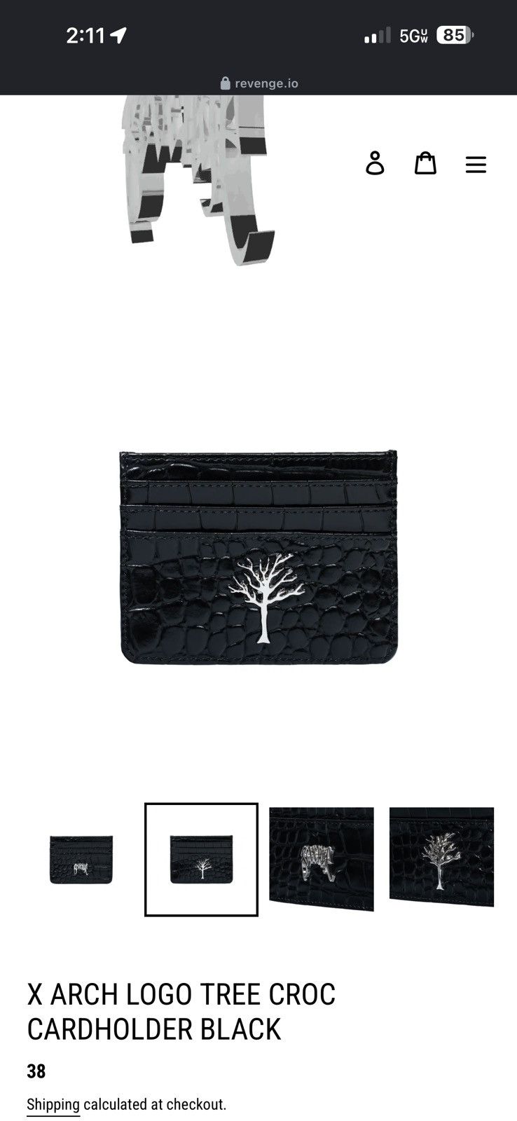 Revenge Revenge X Arch Logo Tree Croc Cardholder Black Size ONE SIZE - 4 Thumbnail