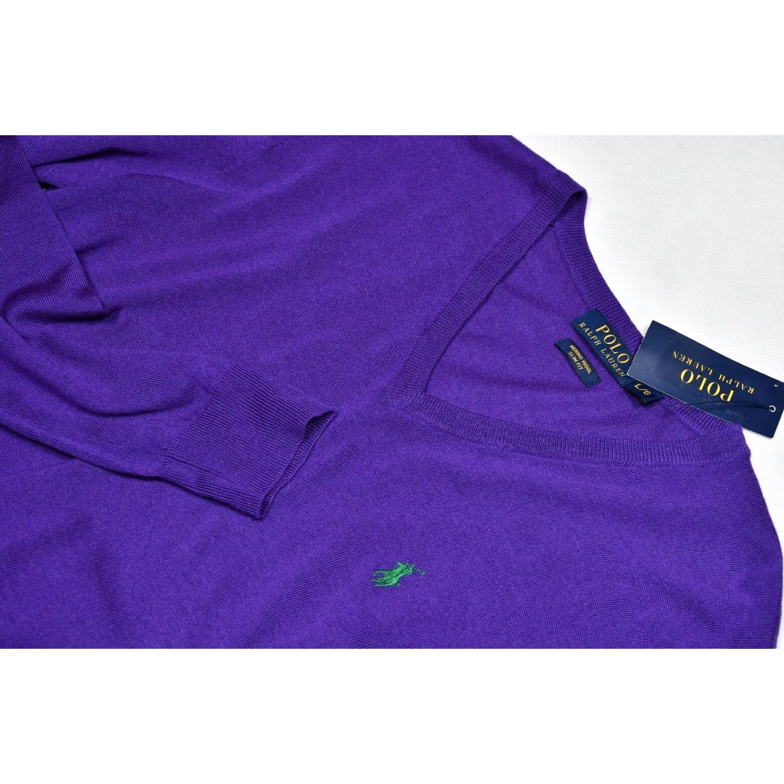 Polo Ralph Lauren Polo Ralph Lauren Sweater Shirt V-Neck Slim Wool L Purple Men Regular Size L Size US L / EU 52-54 / 3 - 6 Thumbnail