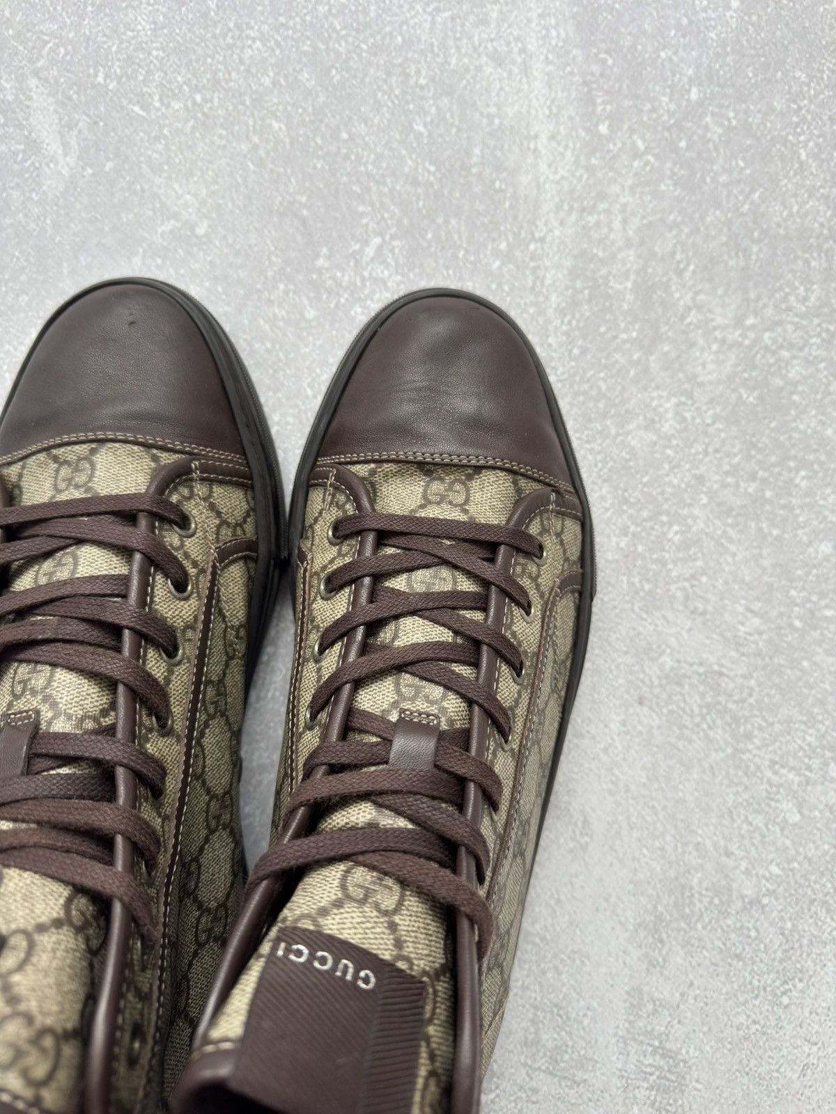 Vintage Vintage Gucci High Top GG Brown Monogram Leather Shoes Size US 8.5 / EU 41-42 - 17 Thumbnail