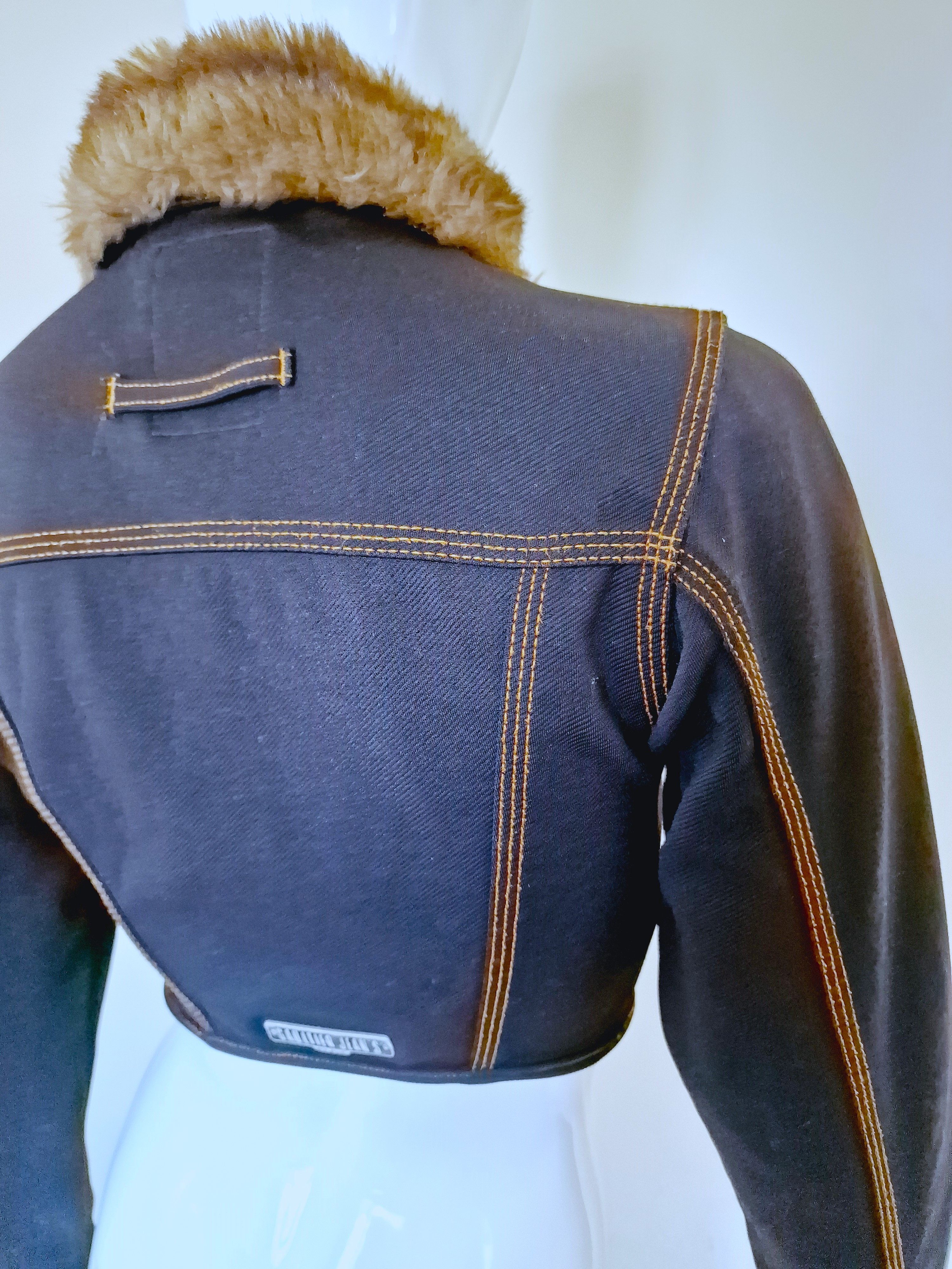 Jean Paul Gaultier Jean Paul Gaultier Denim Fake Fur Collar Crop Top Jacket Size S / US 4 / IT 40 - 13 Thumbnail