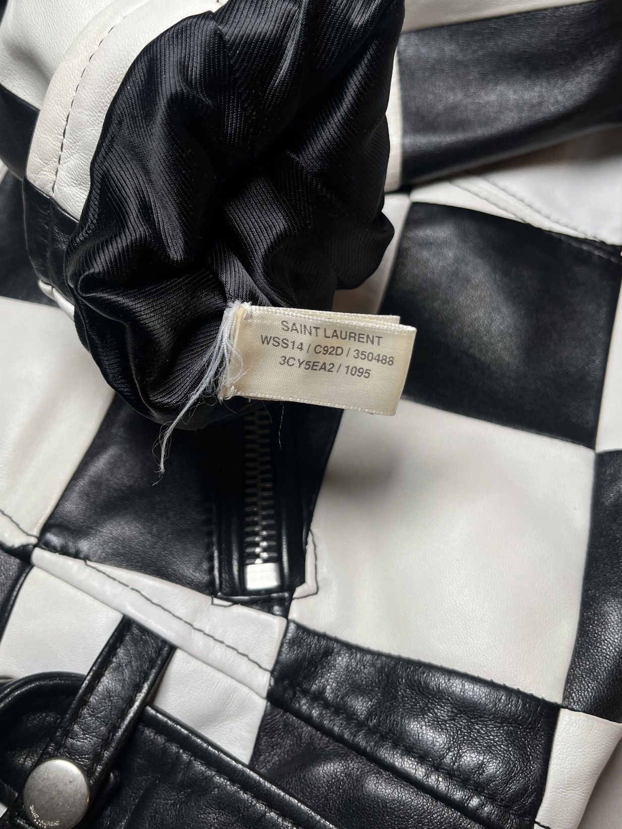 Hedi Slimane × Saint Laurent Paris Saint Laurent Leather Damier Checkered Biker Jacket Paris Size US XS / EU 42 / 0 - 11 Thumbnail