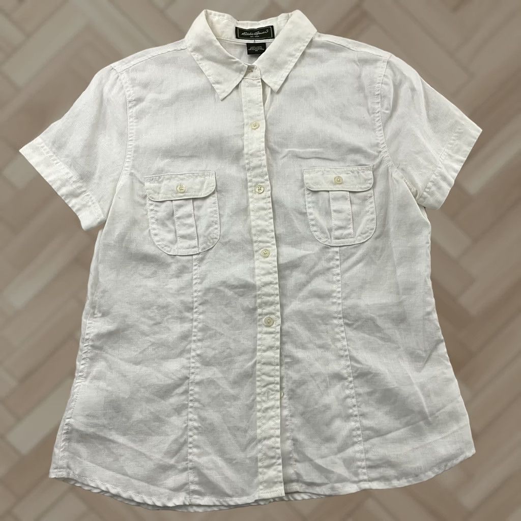 Eddie Bauer Eddie Bauer White Linen Top Blouse Shirt Women's M Size M / US 6-8 / IT 42-44 - 1 Thumbnail